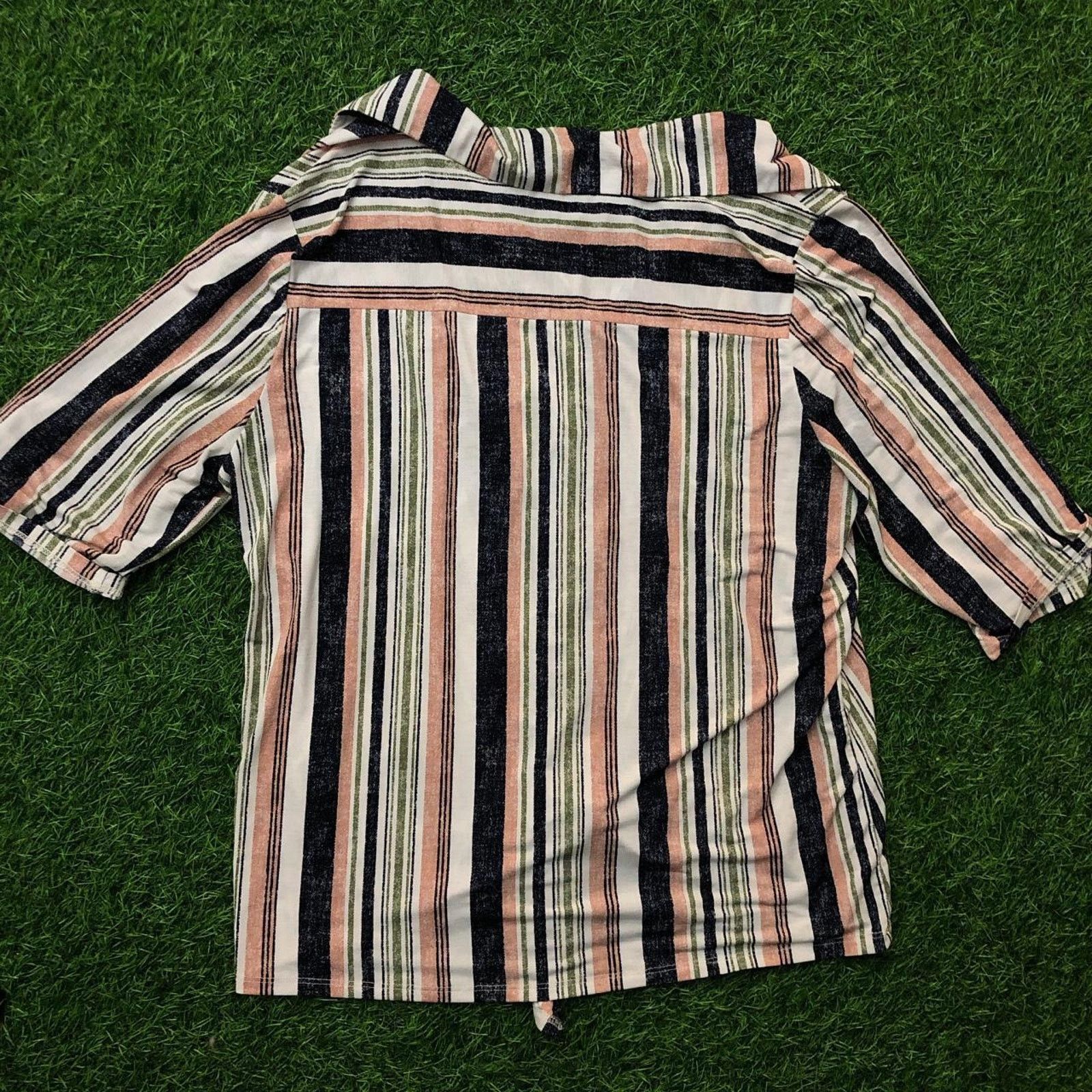 Other Women's Striped Button Up Tie Front Blouse Size L / US 10 / IT 46 - 2 Thumbnail