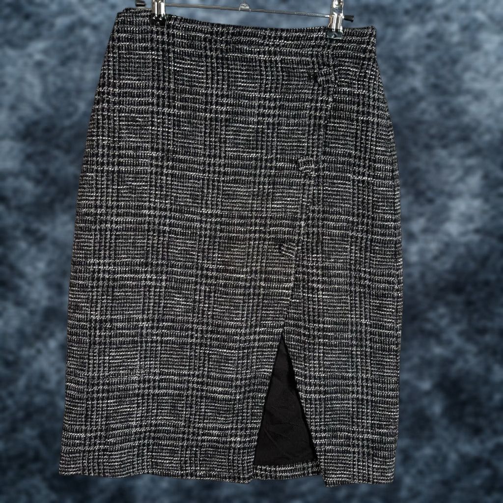 Club Monaco Club Monaco Skirt Womens Size 2 Black Mix Wool Blend Tweed Pencil Cutaway Lined Slit Size 26" / US 2 / IT 38 - 1 Thumbnail