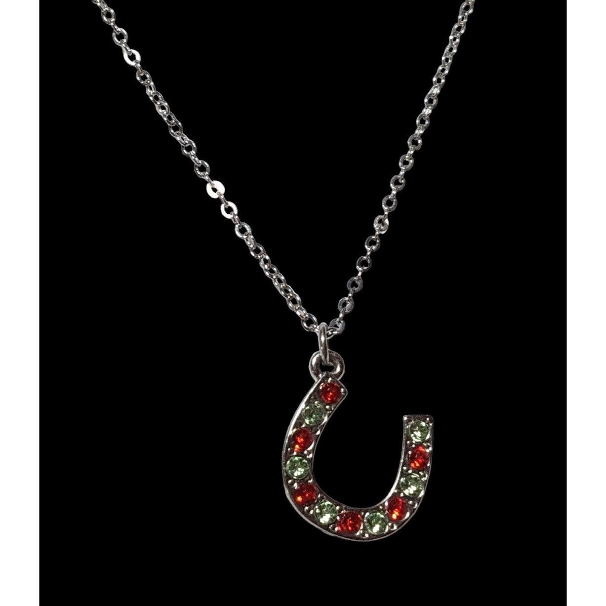 Other Red And Green Rhinestone Horseshoe Necklace Size ONE SIZE - 3 Thumbnail