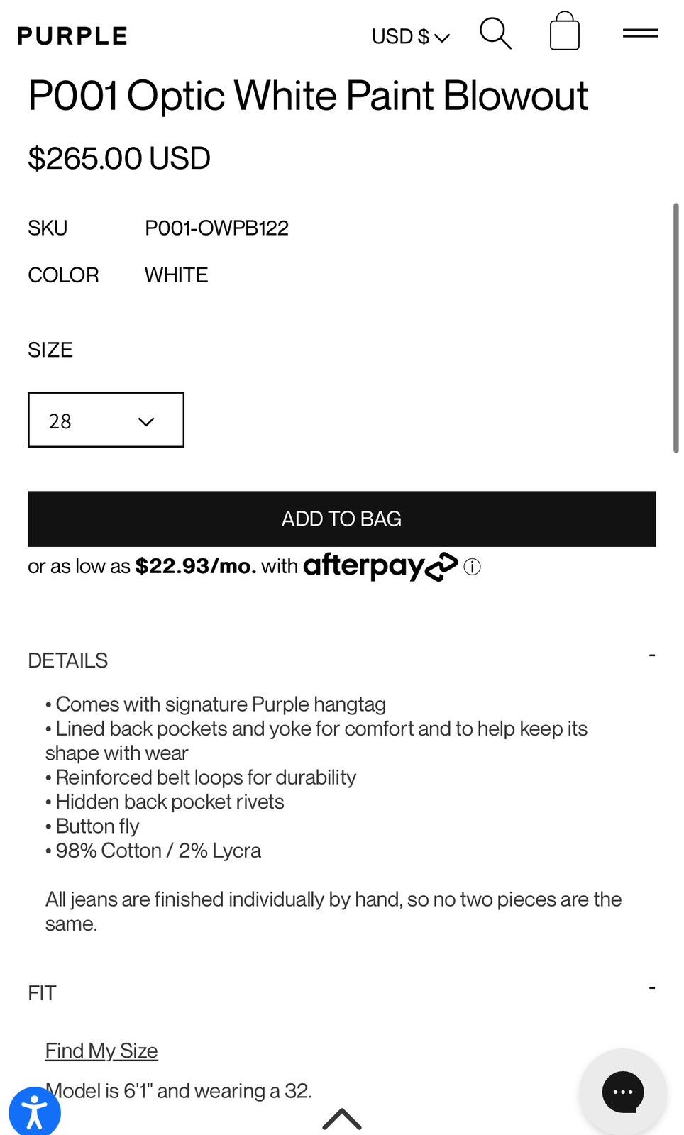 Purple P001 Optic White Paint Blowout Size US 36 / EU 52 - 18 Thumbnail