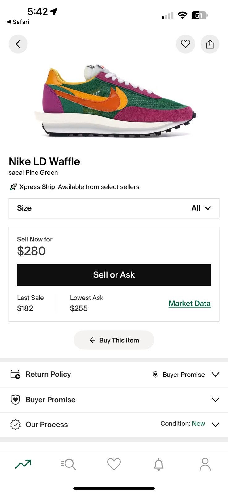 Nike × Sacai Nike Sacai LD Waffle Size US 13 / EU 46 - 9 Thumbnail