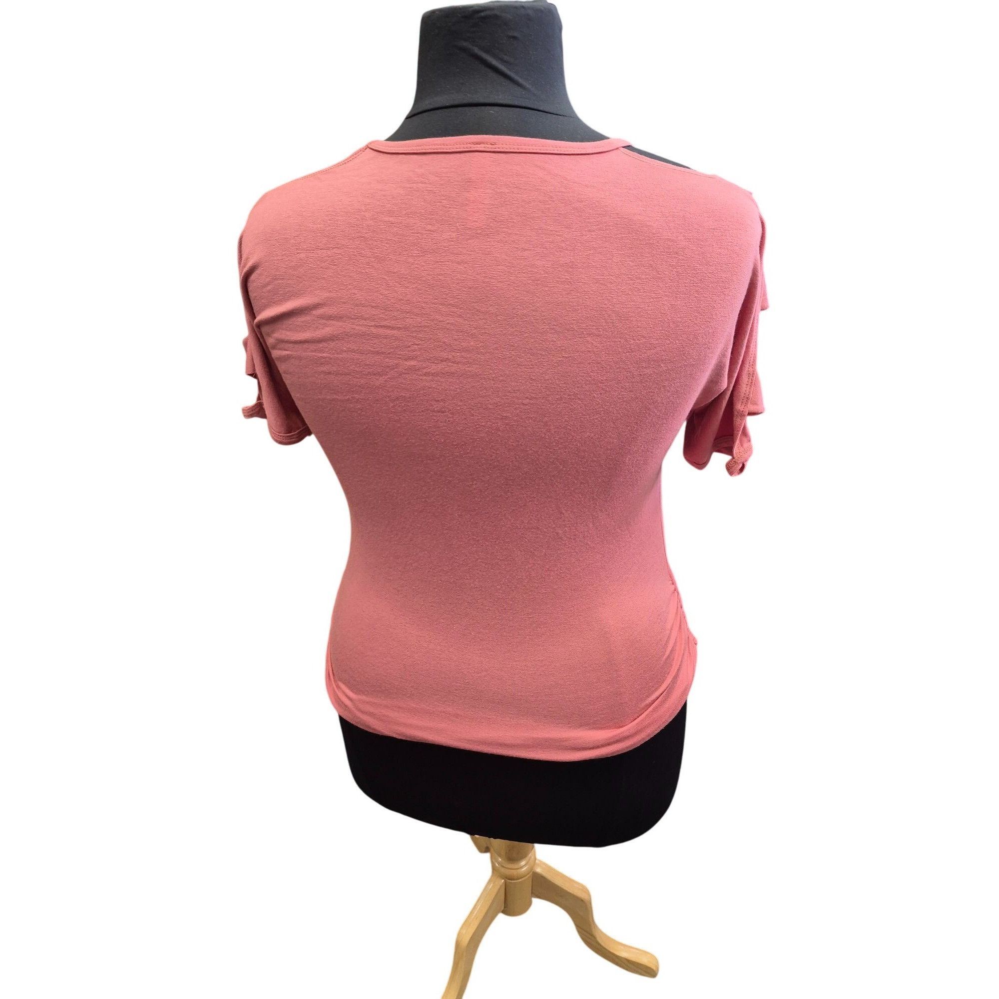 Other Womens Large Pink V-Neck Cutout Sleeve Top Medium Rayon/Span Size L / US 10 / IT 46 - 3 Thumbnail