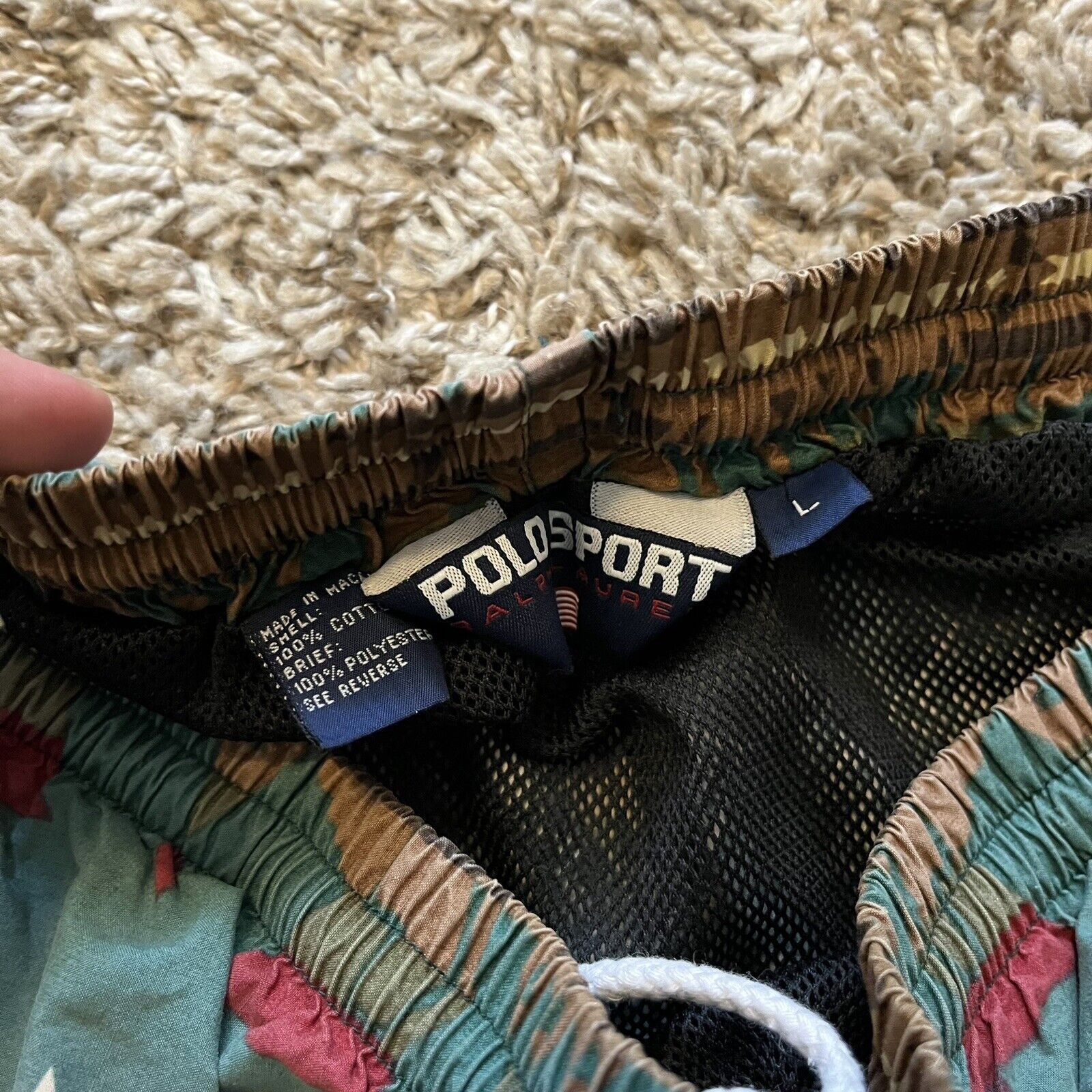 Polo Ralph Lauren × Vintage 90s Polo Sport Aztec Navajo Swim Trunks Board Shorts 5” L Size US 34 / EU 50 - 4 Thumbnail