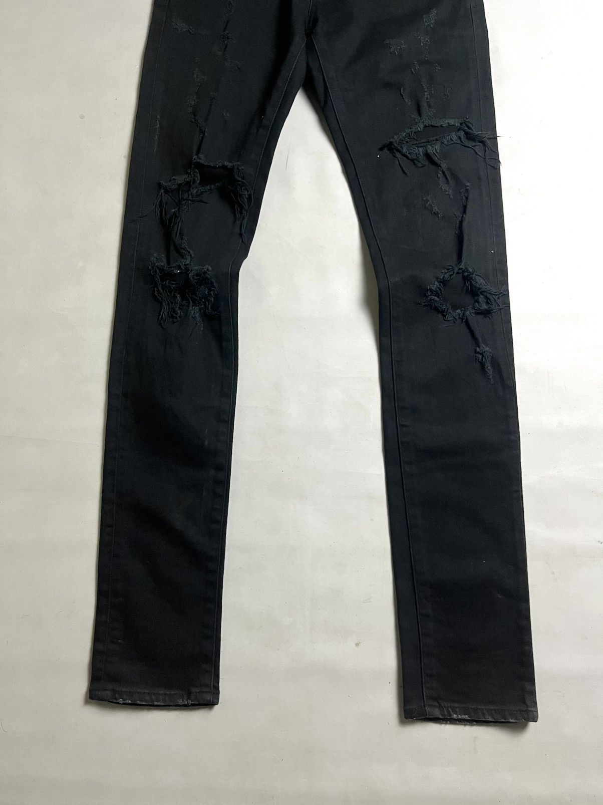 Fragment Design × Vanquish 📦HOT📦Vanquish distress denim full black / vkei / biker style Size US 28 / EU 44 - 3 Thumbnail
