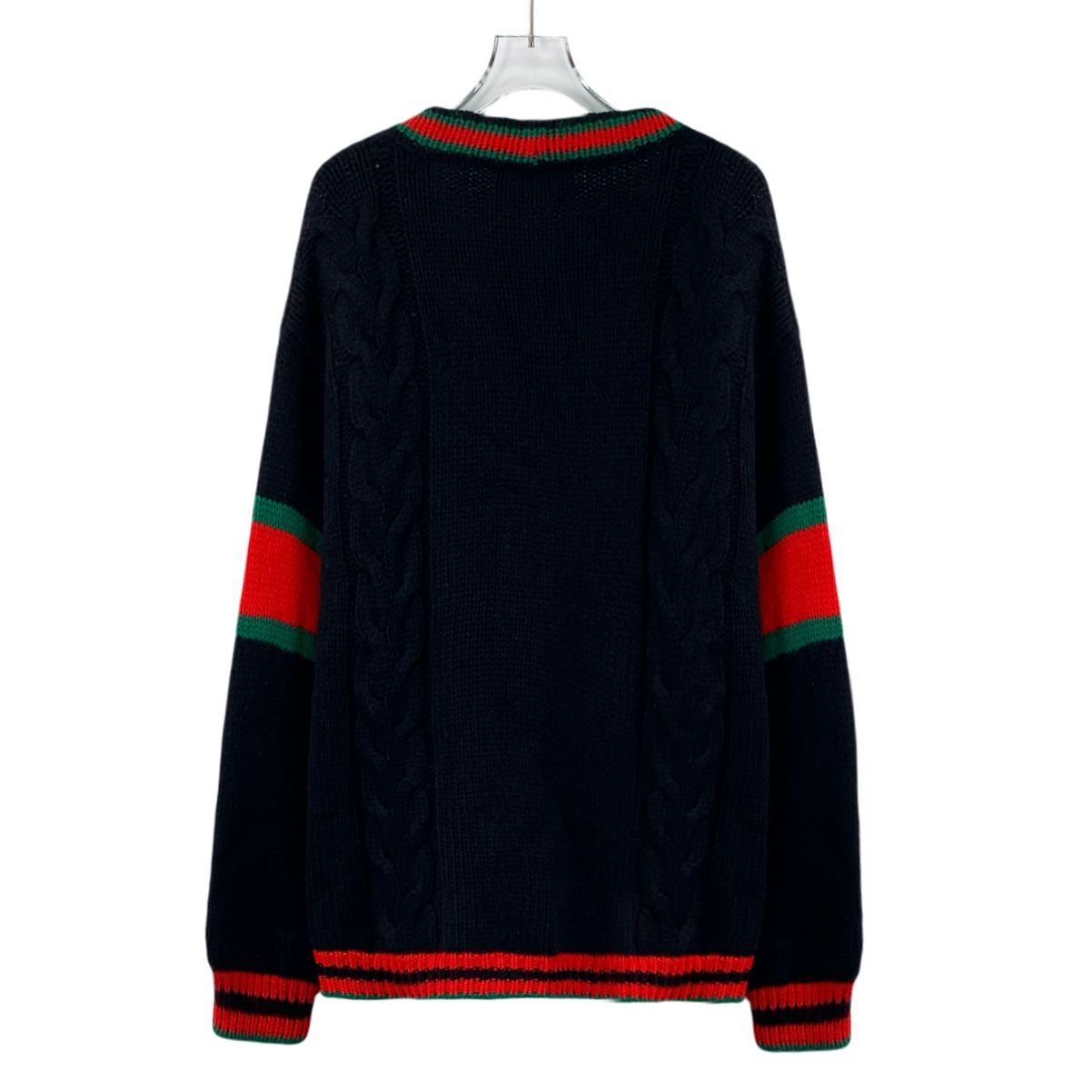 Gucci Gucci Black Wool Striped V-Neck Long-Sleeve Knitted Cardigan Size M / US 6-8 / IT 42-44 - 7 Thumbnail
