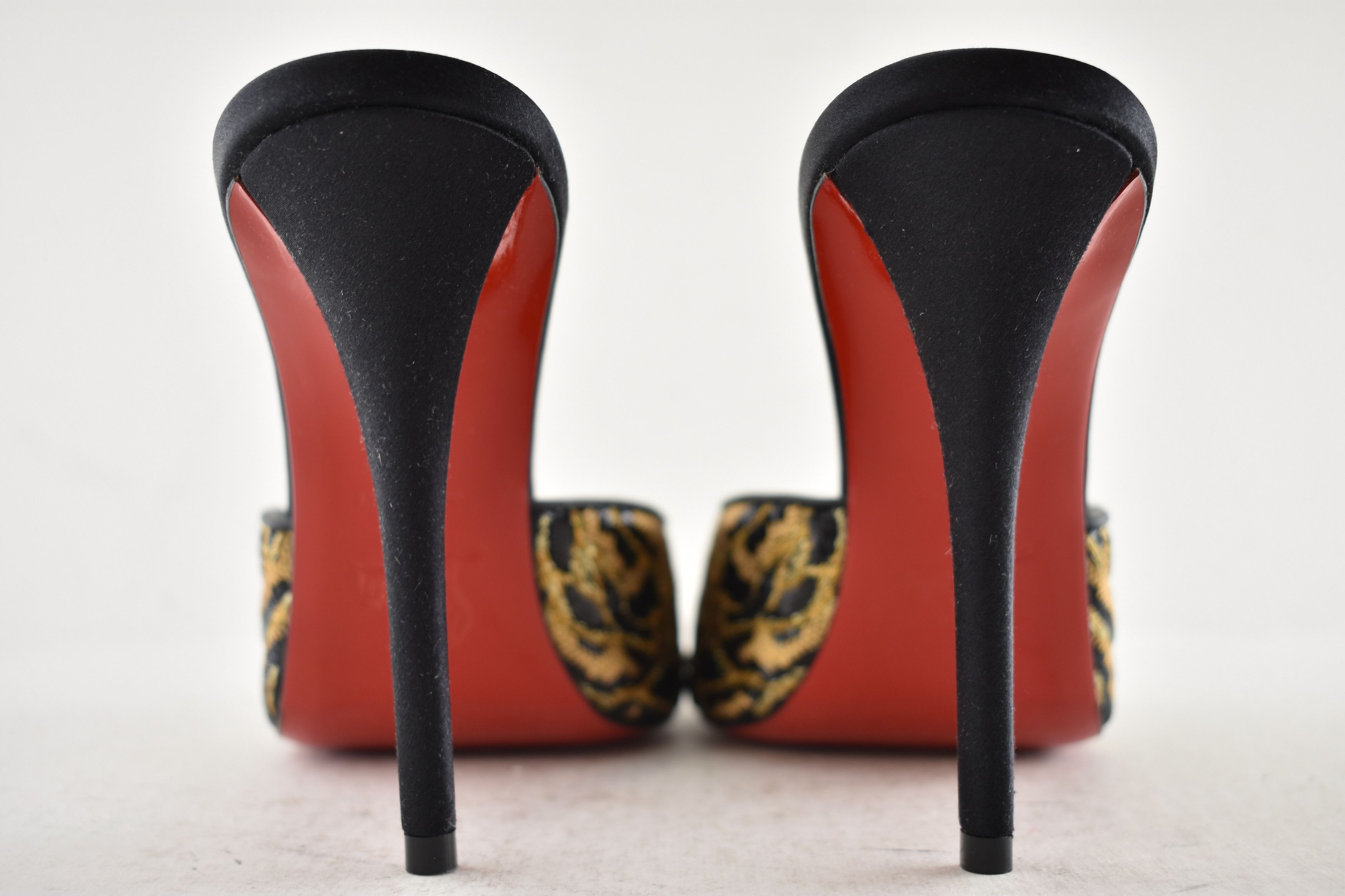 Christian Louboutin Miss Z Mule Ocelot 100 Black Backless Sandal Heel Pump 38 Size US 8 / IT 38 - 19 Thumbnail
