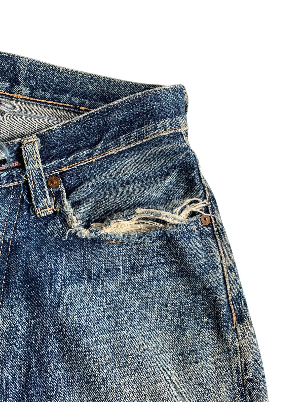 Denime × Japanese Brand VINTAGE DENIME BUTTON FLY SELVEDGE DISTRESSED DENIM JAPANESE Size US 29 - 13 Thumbnail