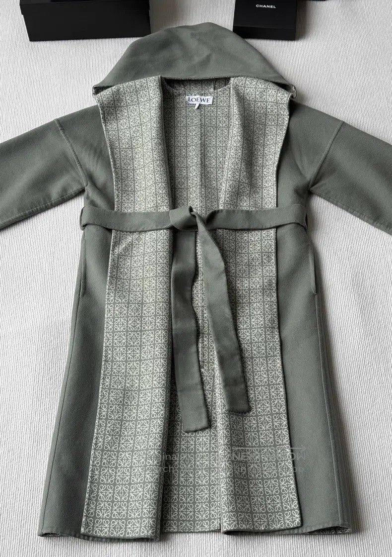 Loewe Loewe Gray-green printed wool coat Size XXS / US 00 / IT 34 - 1 Thumbnail