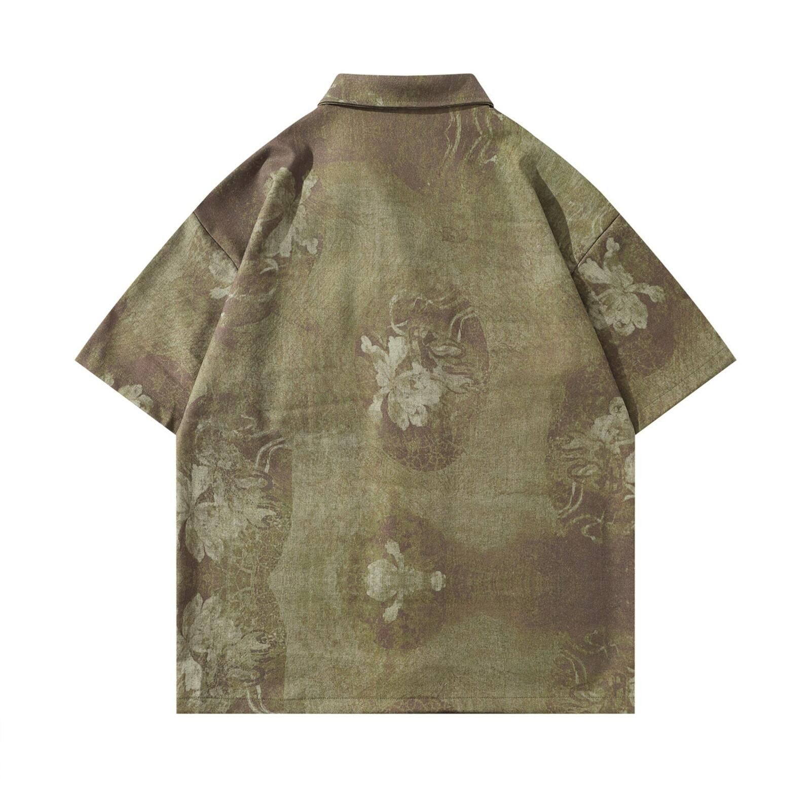 Other Dark Ink Print Cuban Collar Short-Sleeve Shirt | Tonal Olive Size US M / EU 48-50 / 2 - 2 Thumbnail