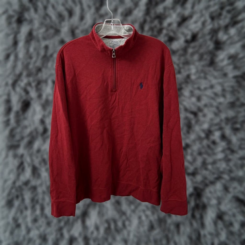 Polo Ralph Lauren Polo Ralph Lauren Performance 1/4 Zip Mens XL Red Pullover Sweater Knit Mock Neck Logo Embroidered Pony L/S Regular Fit Vintage: No Size US XL / EU 56 / 4 - 1 Thumbnail