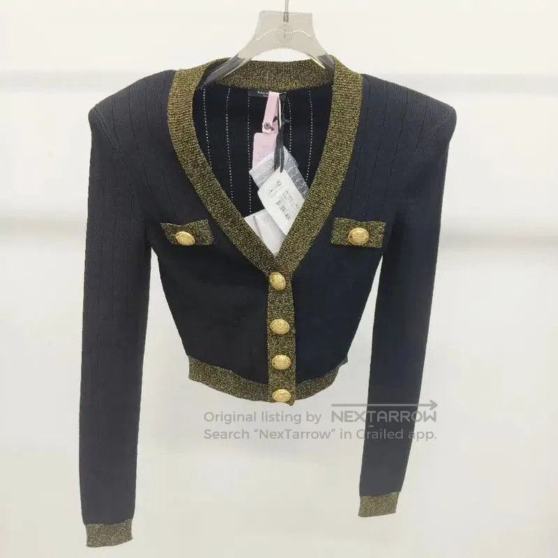 Balmain Balmain Black Women’s Cardigan with Golden Accents . Size S / US 4 / IT 40 - 1 Thumbnail