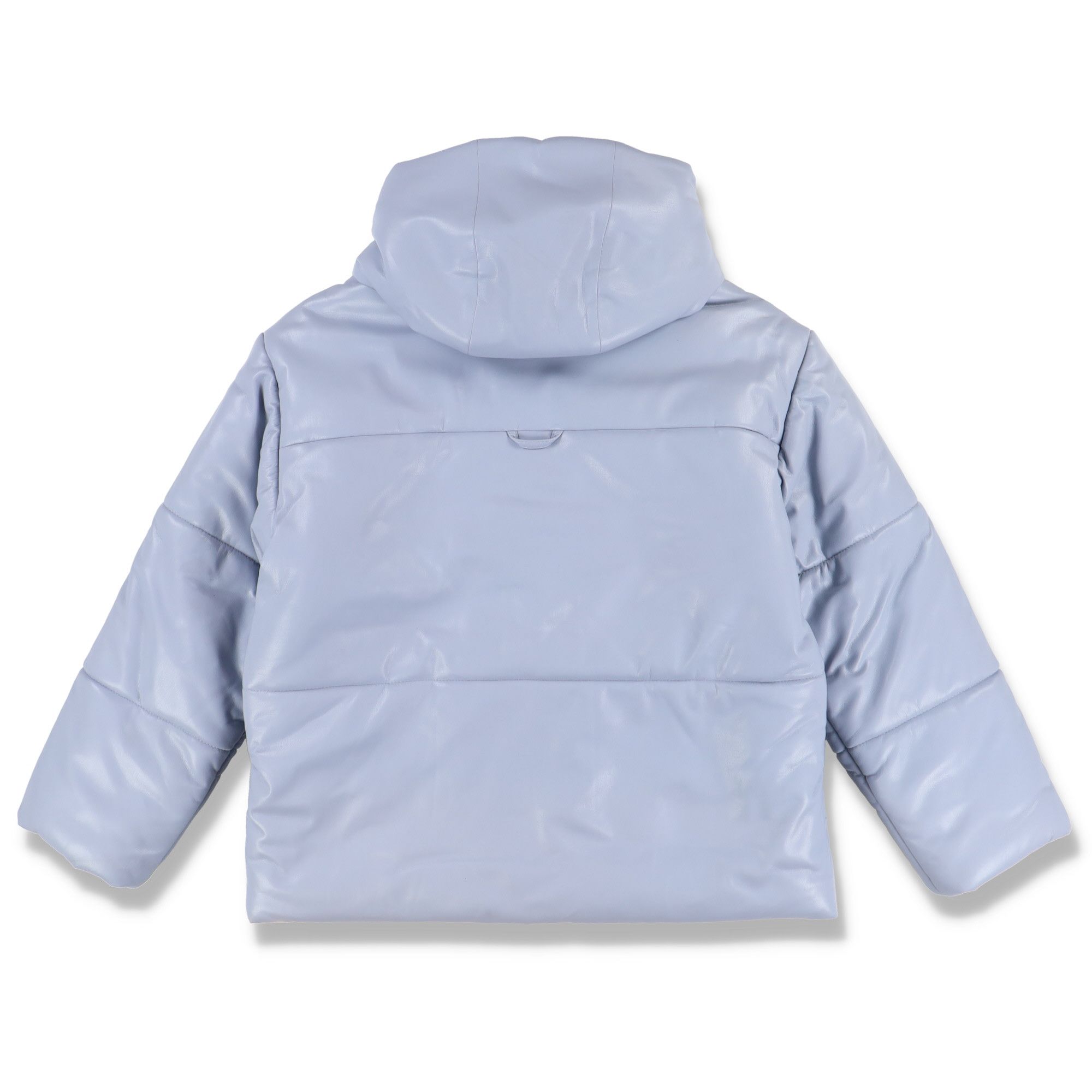 Nanushka Dusty Blue Vegan Leather Hooded Puffer Jacket Size L / US 10 / IT 46 - 9 Thumbnail