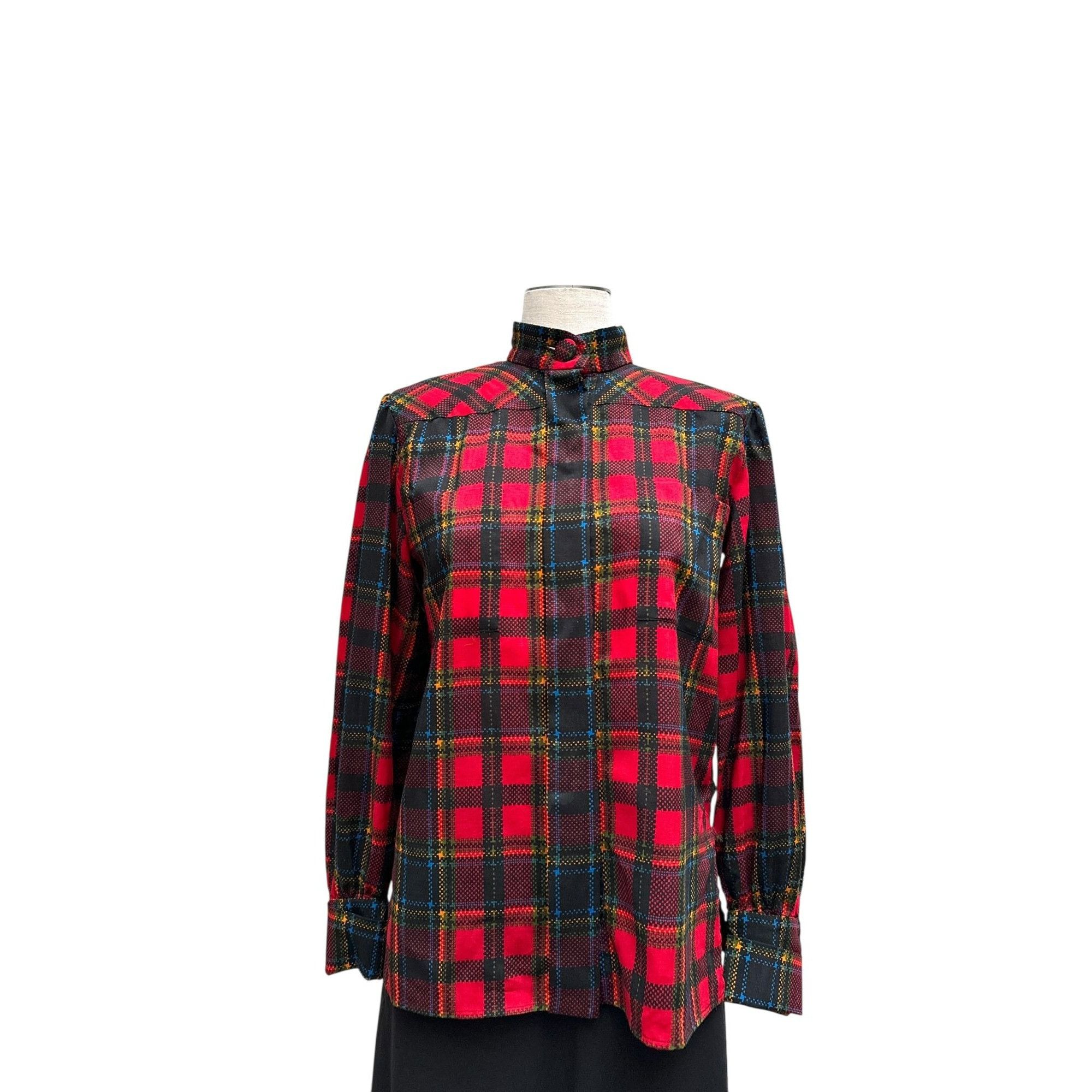 Yves Saint Laurent 1970s Red Checkered Wool Shirt Size S / US 4 / IT 40 - 1 Thumbnail