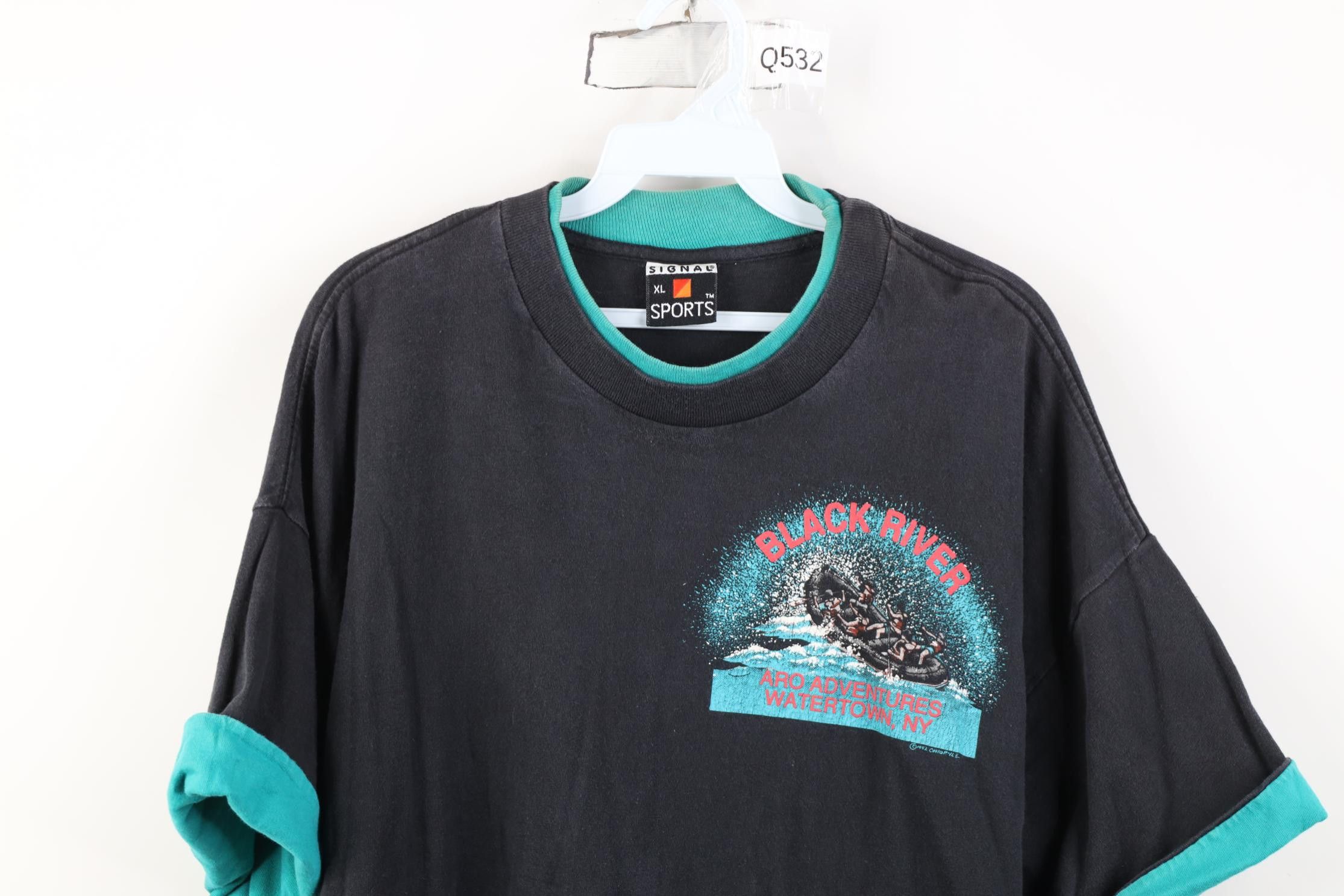 Vintage Vintage 90s Layered Black River Watertown New York T-Shirt Size US XL / EU 56 / 4 - 2 Thumbnail