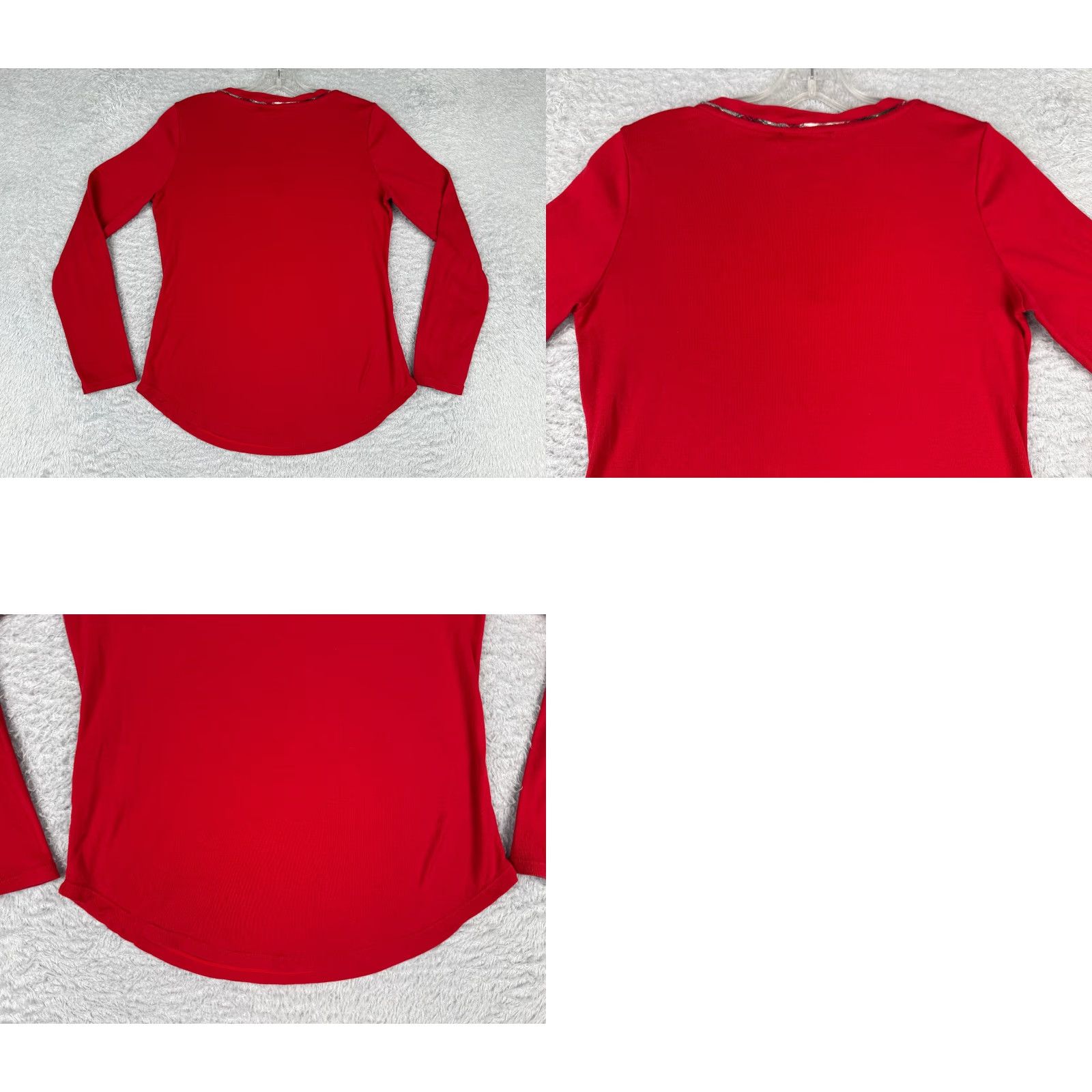 Polo Ralph Lauren VINTAGE Ralph Lauren Sport Shirt Women Small Red Cotton Blend V-Neck Long Sleeve Size S / US 4 / IT 40 - 9 Thumbnail