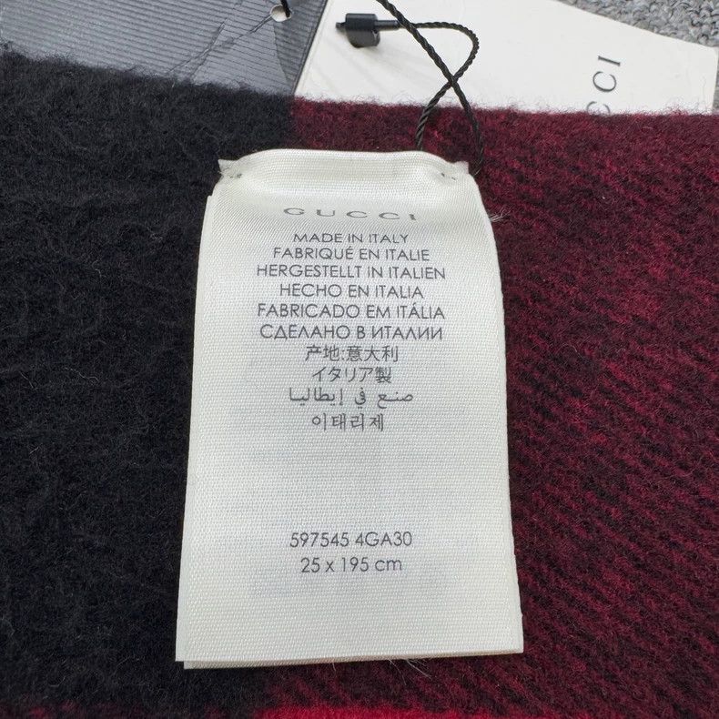 Gucci Gucci Black and red plaid thickened wool scarf 2503-Nextarr Size ONE SIZE - 5 Thumbnail