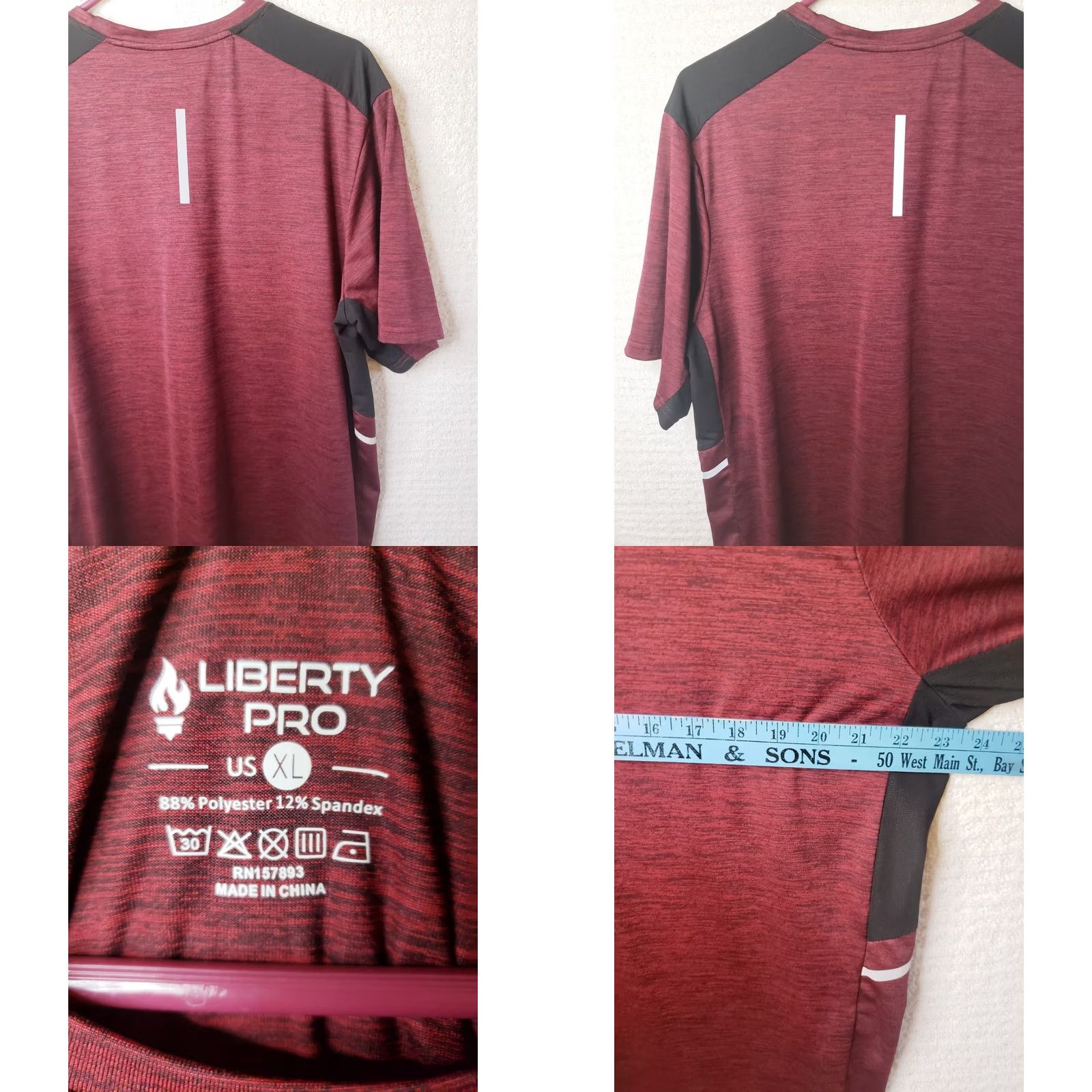 Vintage Liberty Pro Mens XL Short Sleeve Signature Athletic Tee Burgundy Black Polyester Tee Size US 36 / EU 52 - 8 Thumbnail