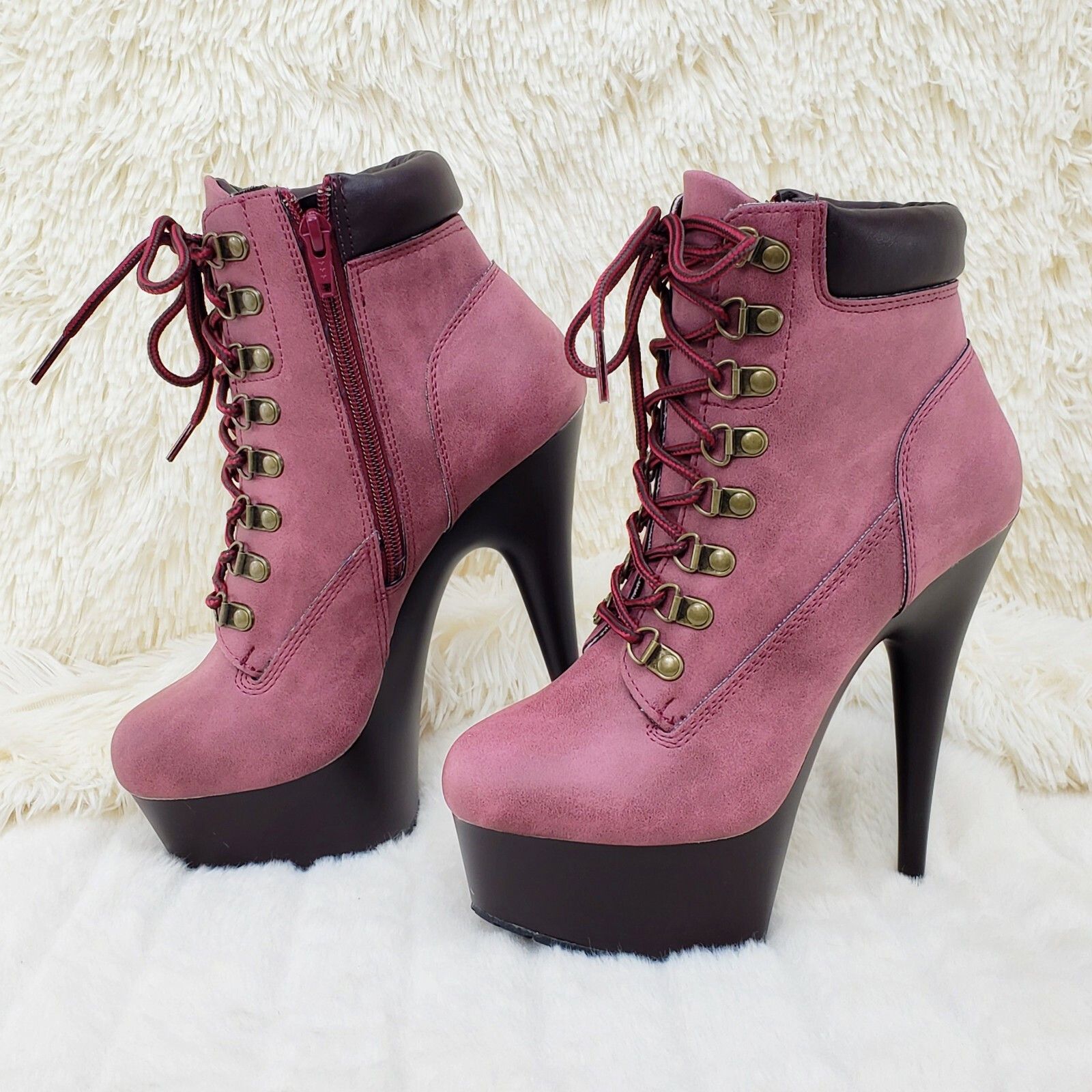 Other Delight 600tl Wine Nubuck Work Style 6" High Heel Ankle Boot Size US 10 / IT 40 - 3 Thumbnail