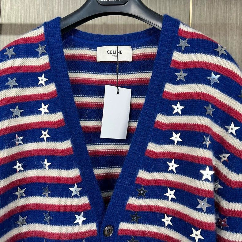 Celine Celine Star Striped Wool Knit Cardigan Size US S / EU 44-46 / 1 - 3 Thumbnail