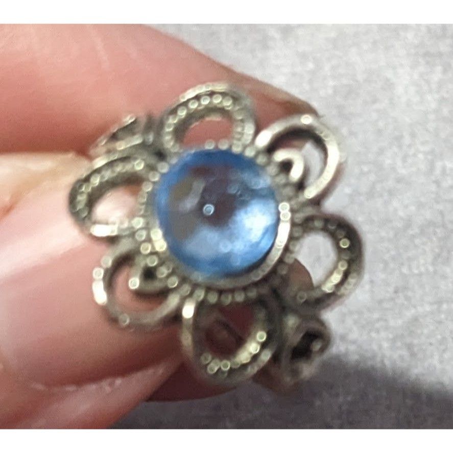 Other Floral Silver Tone Blue Gemmed Fashion Ring Size 6 Size ONE SIZE - 15 Thumbnail