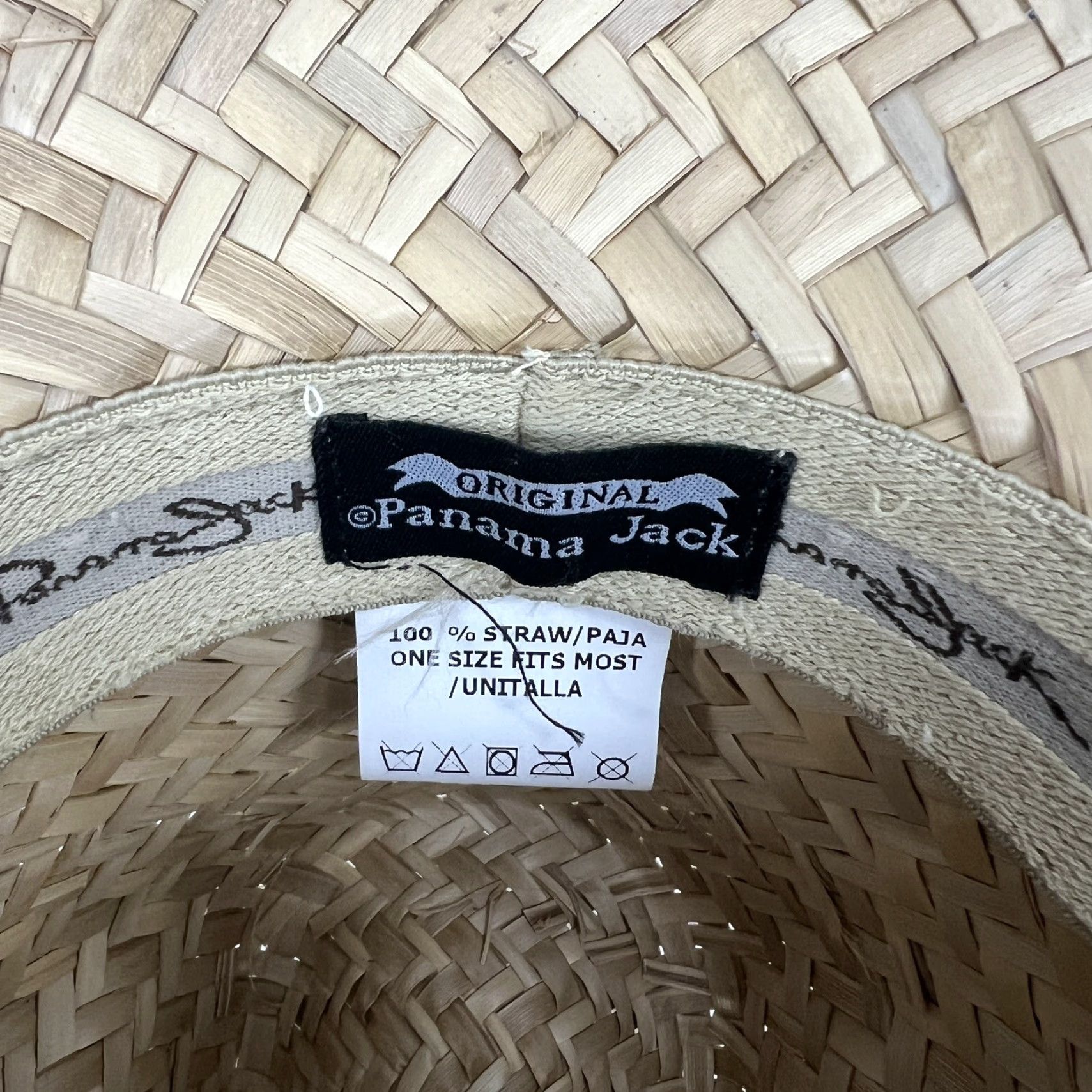 Vintage VINTAGE Original Panama Jack Tan Wide Brim 100% Straw Drawstring Sun Hat One Size O/S Size ONE SIZE - 7 Thumbnail