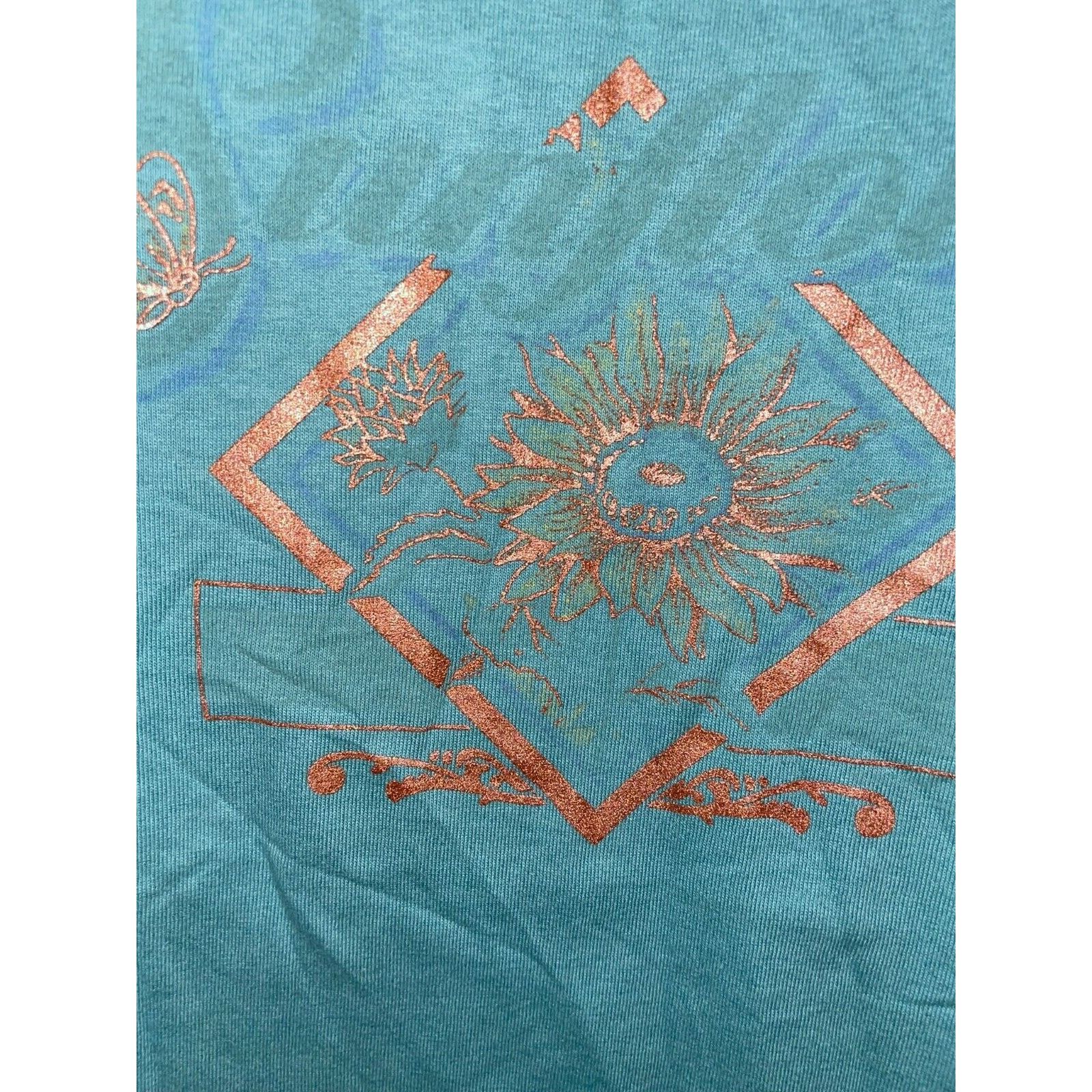 Jerzees Vintage Sunflower Shirt Flower Green Gold Tee VTG 90s Large Size US L / EU 52-54 / 3 - 4 Thumbnail