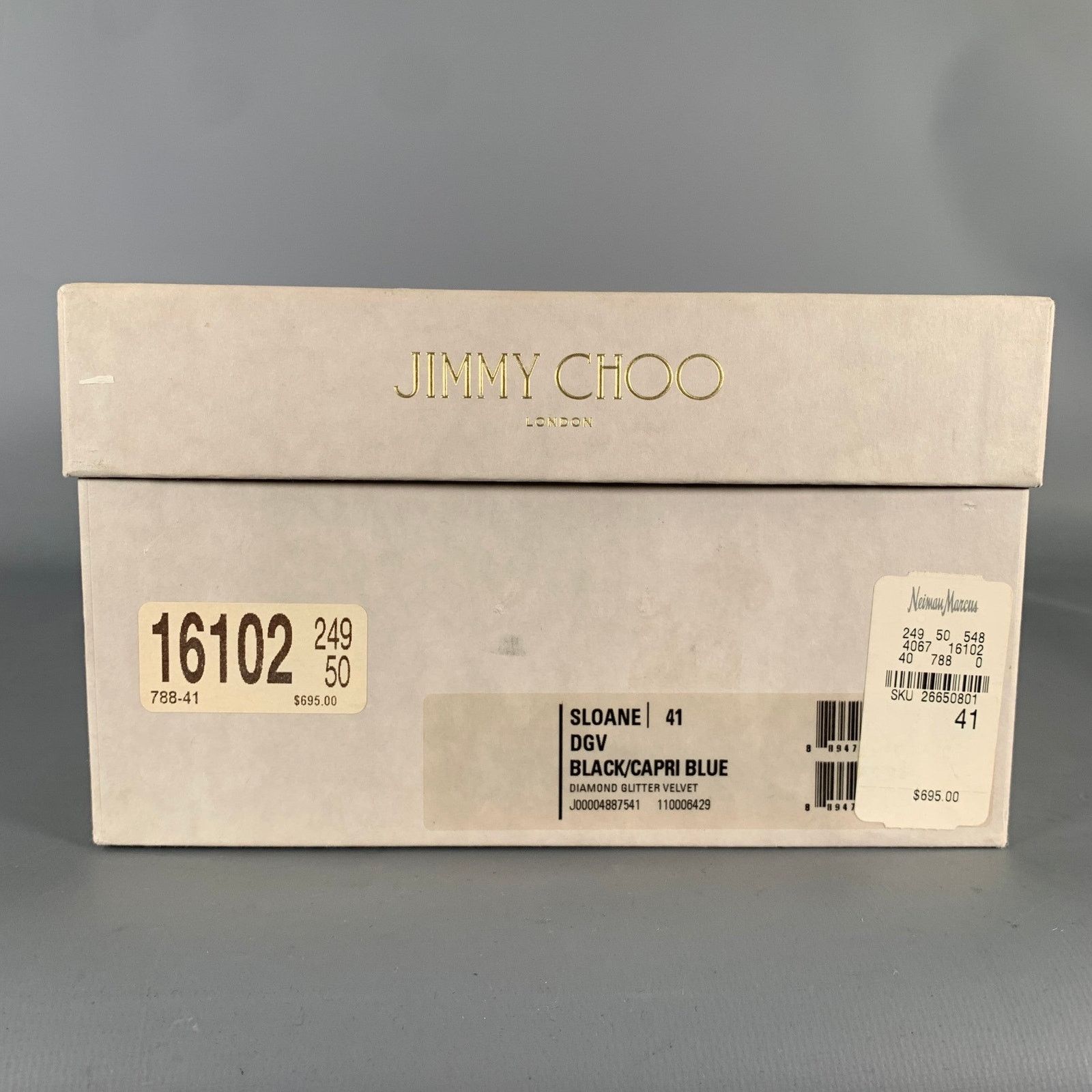 Jimmy Choo JIMMY CHOO Size 8 Navy Black Diamond Velvet Loafers Size US 8 / EU 41 - 9 Thumbnail