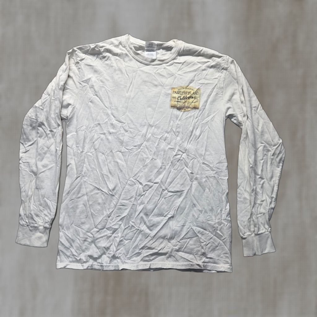 Vintage Pawleys Island South Carolina SC T-Shirt Long Sleeve Adult Men's Size M Medium White Cotton Graphic Tee Size US M / EU 48-50 / 2 - 1 Thumbnail