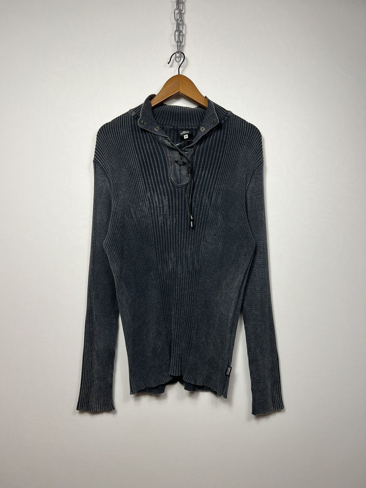 Versace Jeans Couture Rare Versace Ribbed Y2K Avant Garde Sweater With Logo Size US XL / EU 56 / 4 - 1 Thumbnail