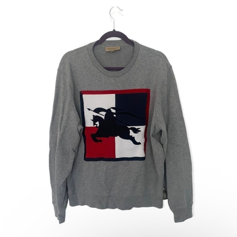 Burberry Burberry Grey Sweatshirt Large Logo Equestrian Knight Graphi Size L / US 10 / IT 46 - 2 Thumbnail