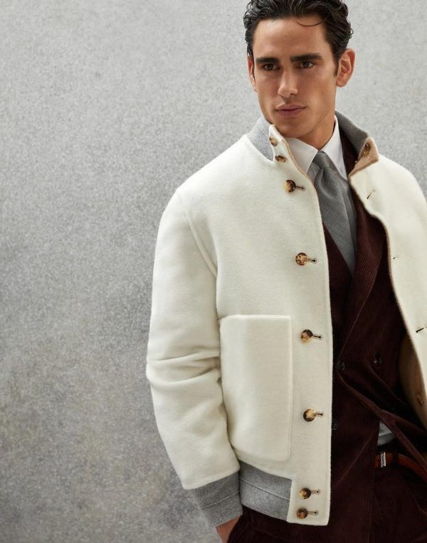 Brunello Cucinelli Jacket in Cream Size US M / EU 48-50 / 2 - 5 Thumbnail
