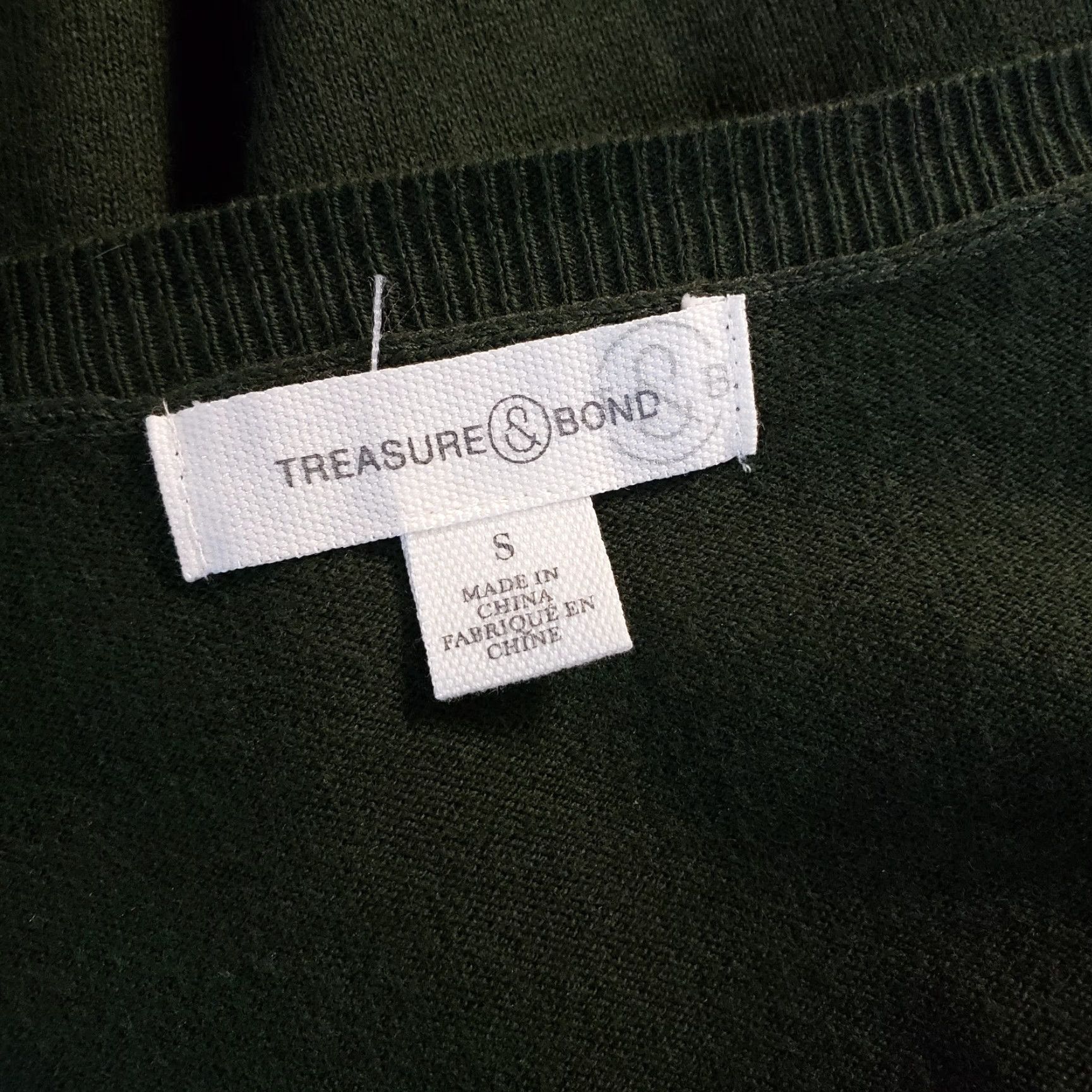 Treasure & Bond Treasure & Bond Womens Sweater Small Green Bell Sleeve V-Neck Cotton Blend Pullover Shirts Size S / US 4 / IT 40 - 6 Thumbnail