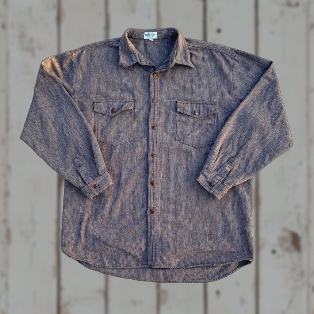 Guess Guess Shirt Mens XL Brown Vintage Retro Y2K Button Up Shirt Size US XL / EU 56 / 4 - 1 Thumbnail