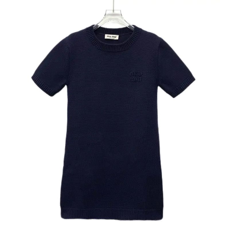 Miu Miu Miu Miu Navy Wool Women's Dress in XS Size 0089 Size XS / US 0-2 / IT 36-38 - 1 Thumbnail