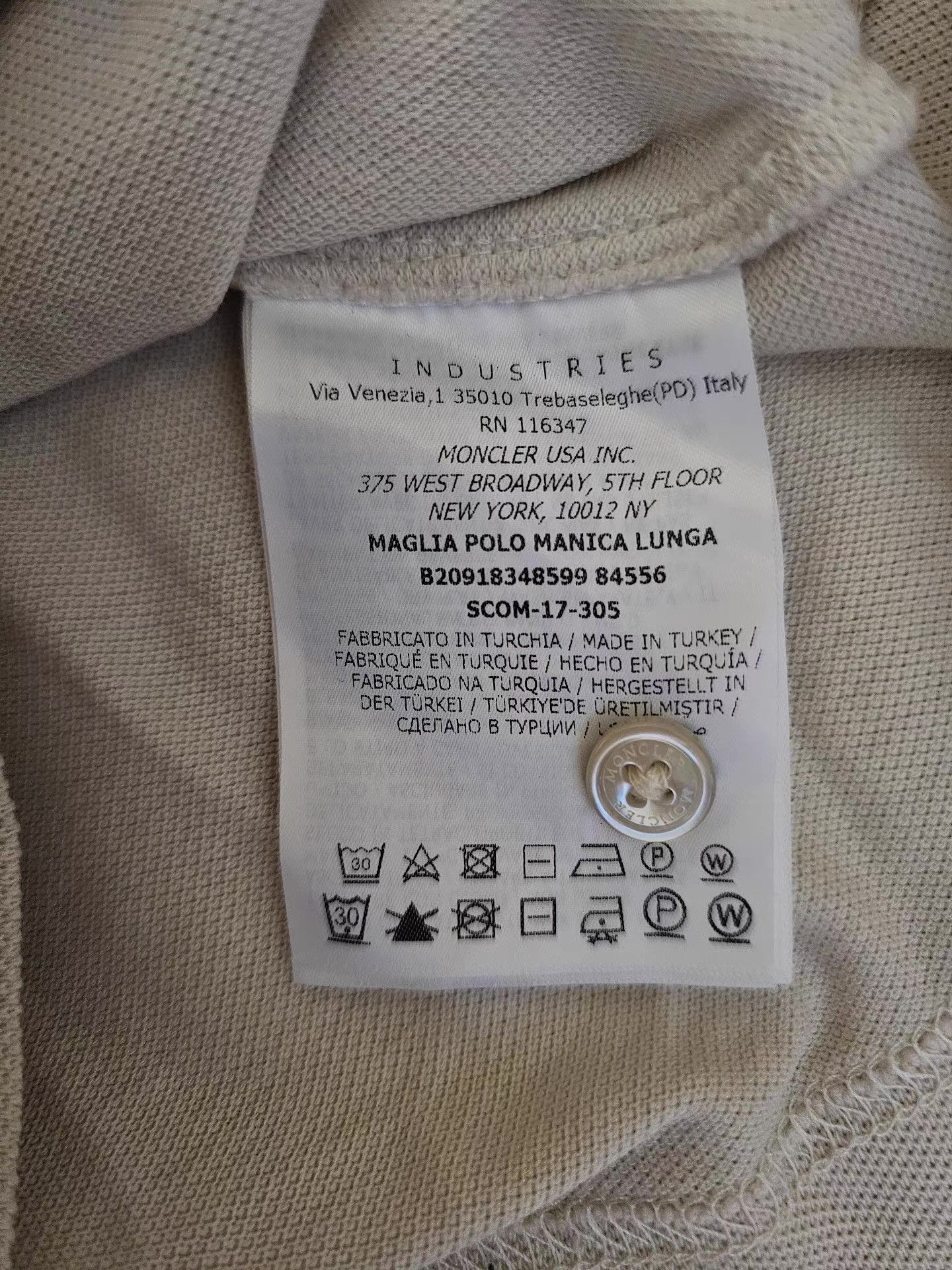 Moncler Moncler Men's Beige Long Sleeve Polo Shirt Q4 Size US L / EU 52-54 / 3 - 7 Thumbnail