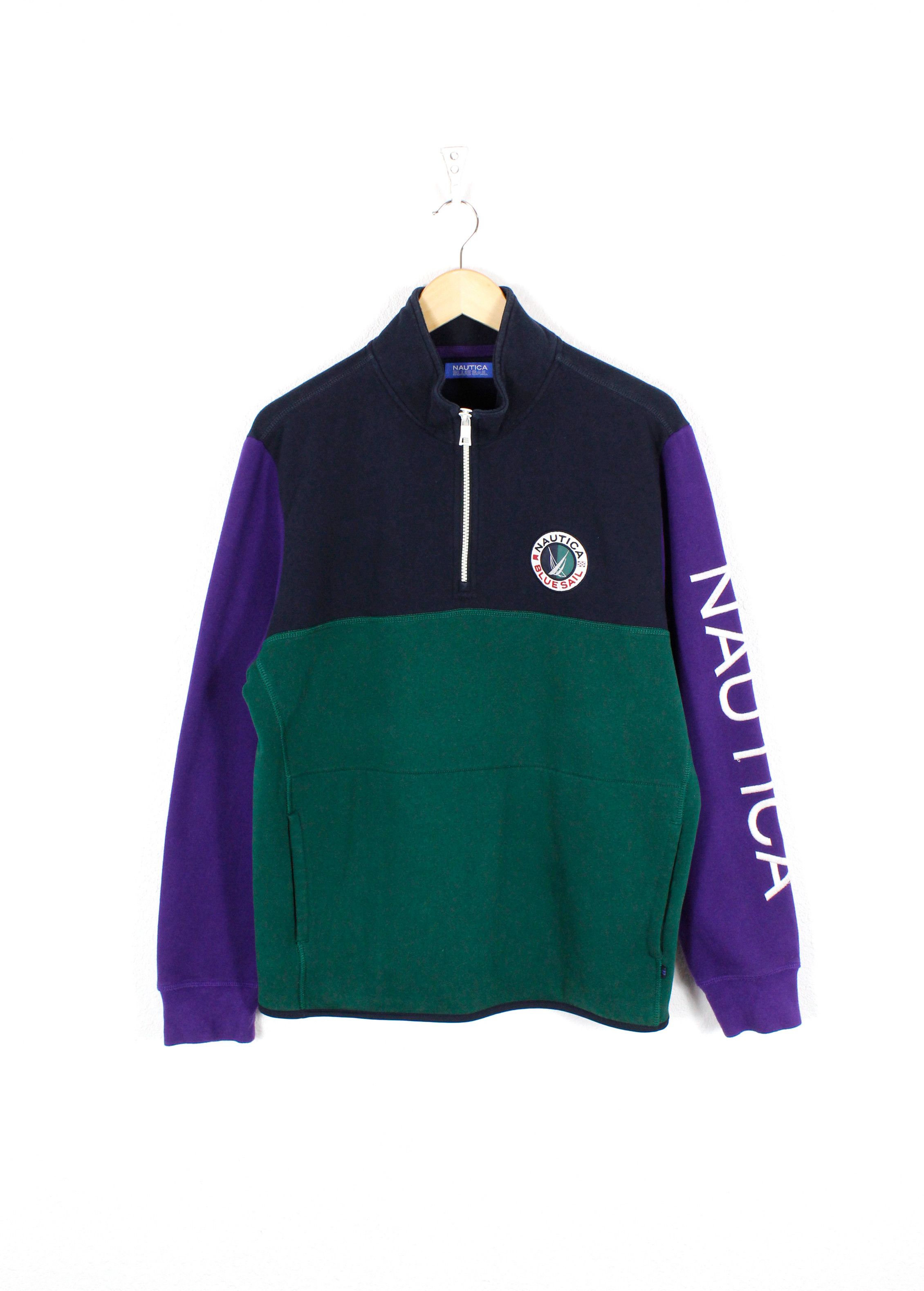 Nautica × Vintage Nautica Blue Sail Logo Pullover Zip Sweat Y2K Sport Size US L / EU 52-54 / 3 - 1 Thumbnail