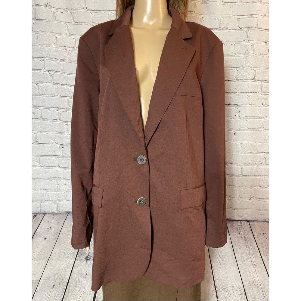 Free People New Free People Oversized Jay Bitter Chocolate Blazer Size Size M / US 6-8 / IT 42-44 - 9 Thumbnail