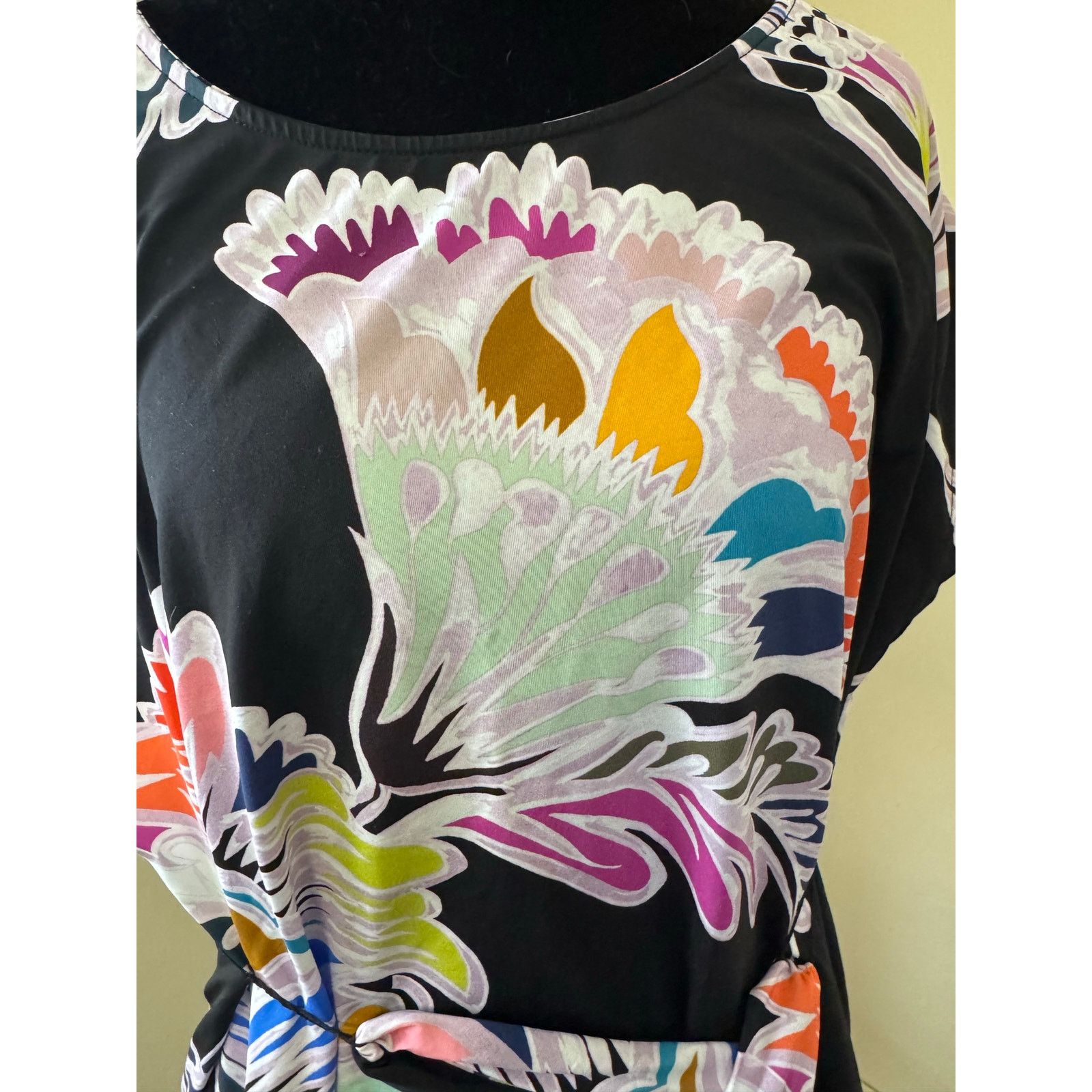 Trina Turk Trina Turk Black Multicolor Floral Belted Tunic Dress XXS Size XXS / US 00 / IT 34 - 2 Thumbnail
