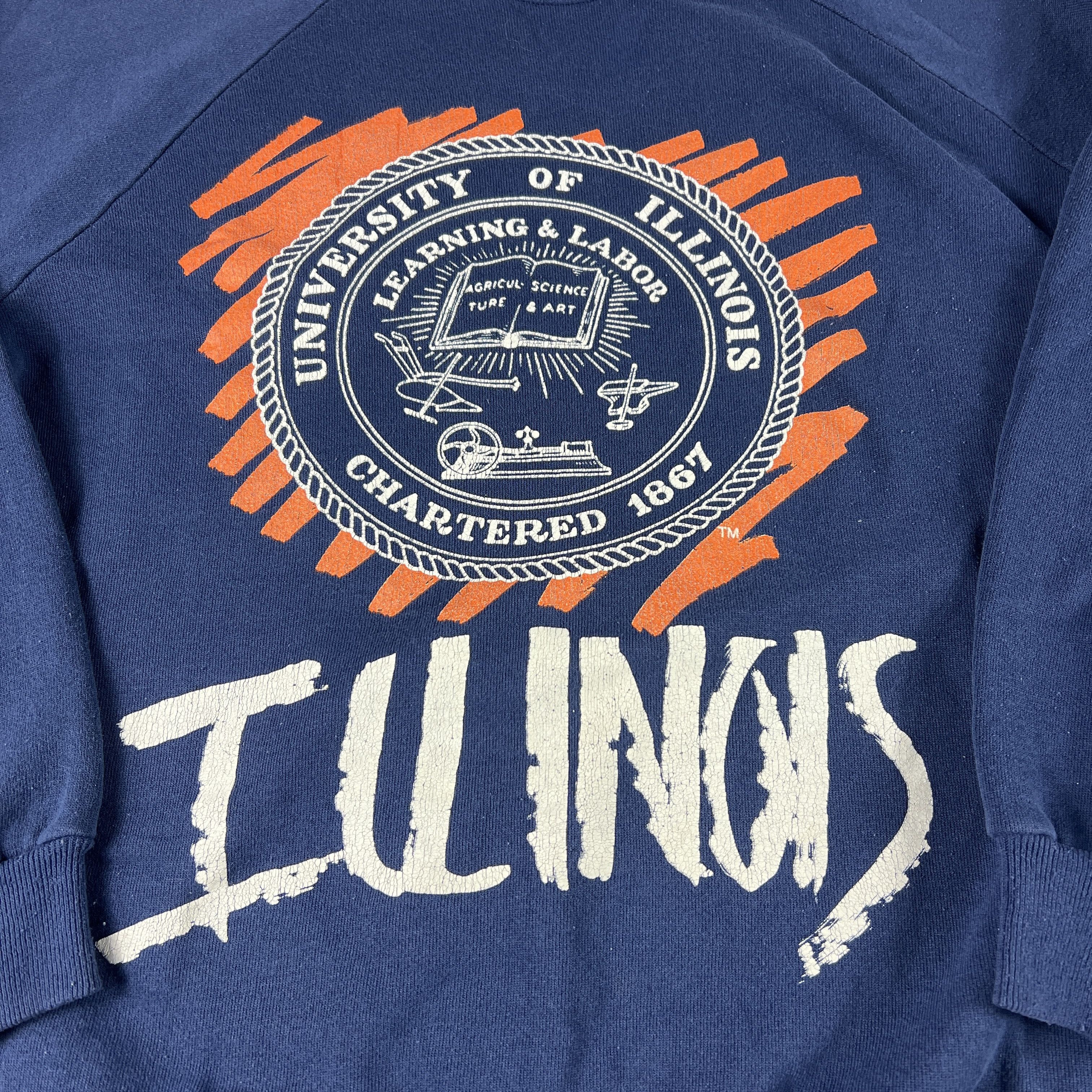 Hanes × NCAA × Vintage VTG 90s University Illinois Fighting Illini Sweater Crewneck Size US L / EU 52-54 / 3 - 2 Thumbnail