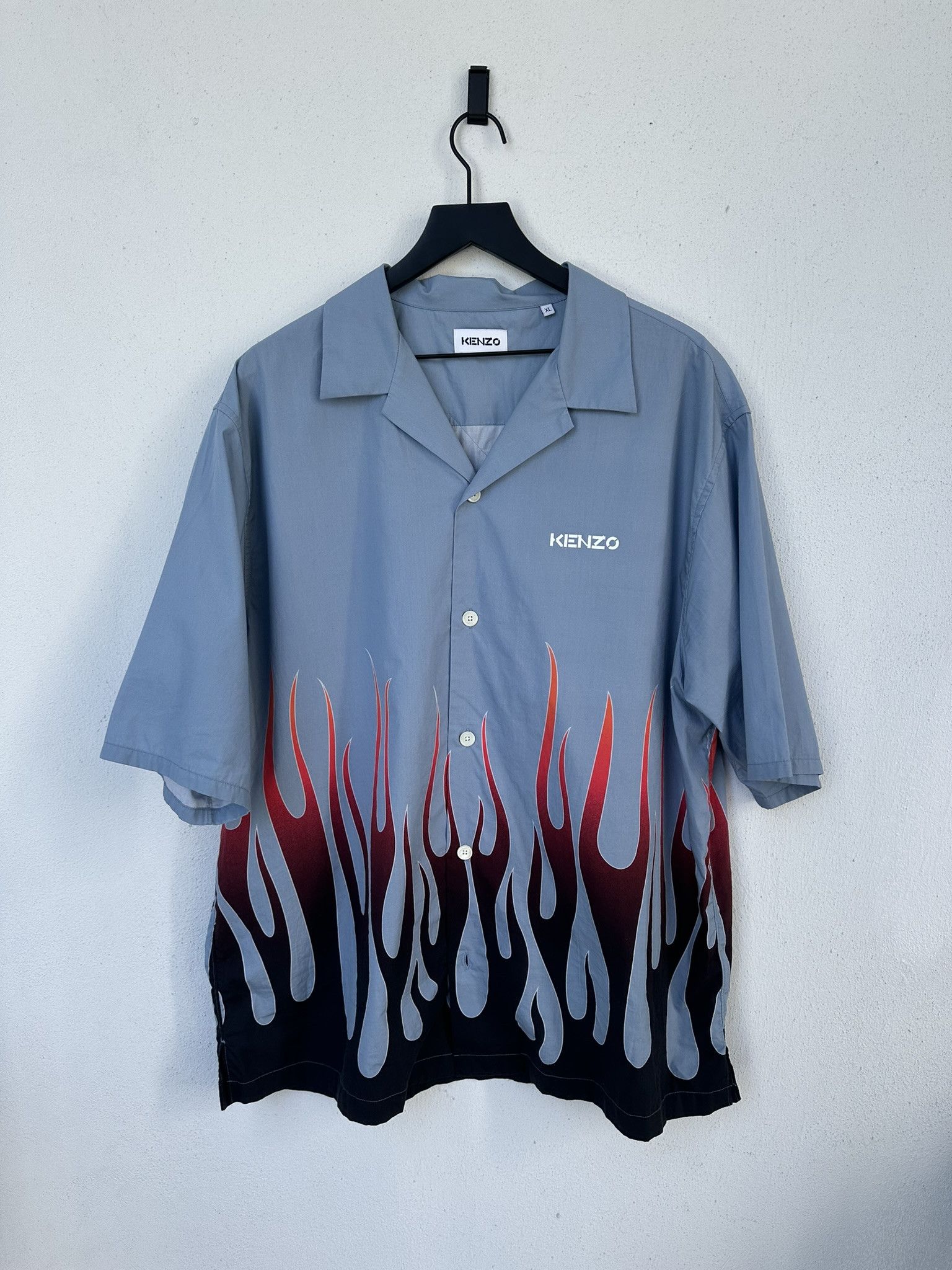 image of Kenzo Flame Print Shirt in Blue, Men's (Size XL)