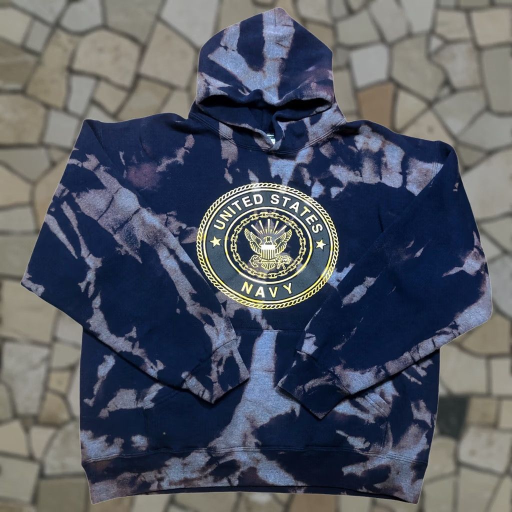 Soffe VINTAGE Soffe United States Navy Hoodie Adult L Blue USA Tie Dye 90s Mens Size US L / EU 52-54 / 3 - 1 Thumbnail