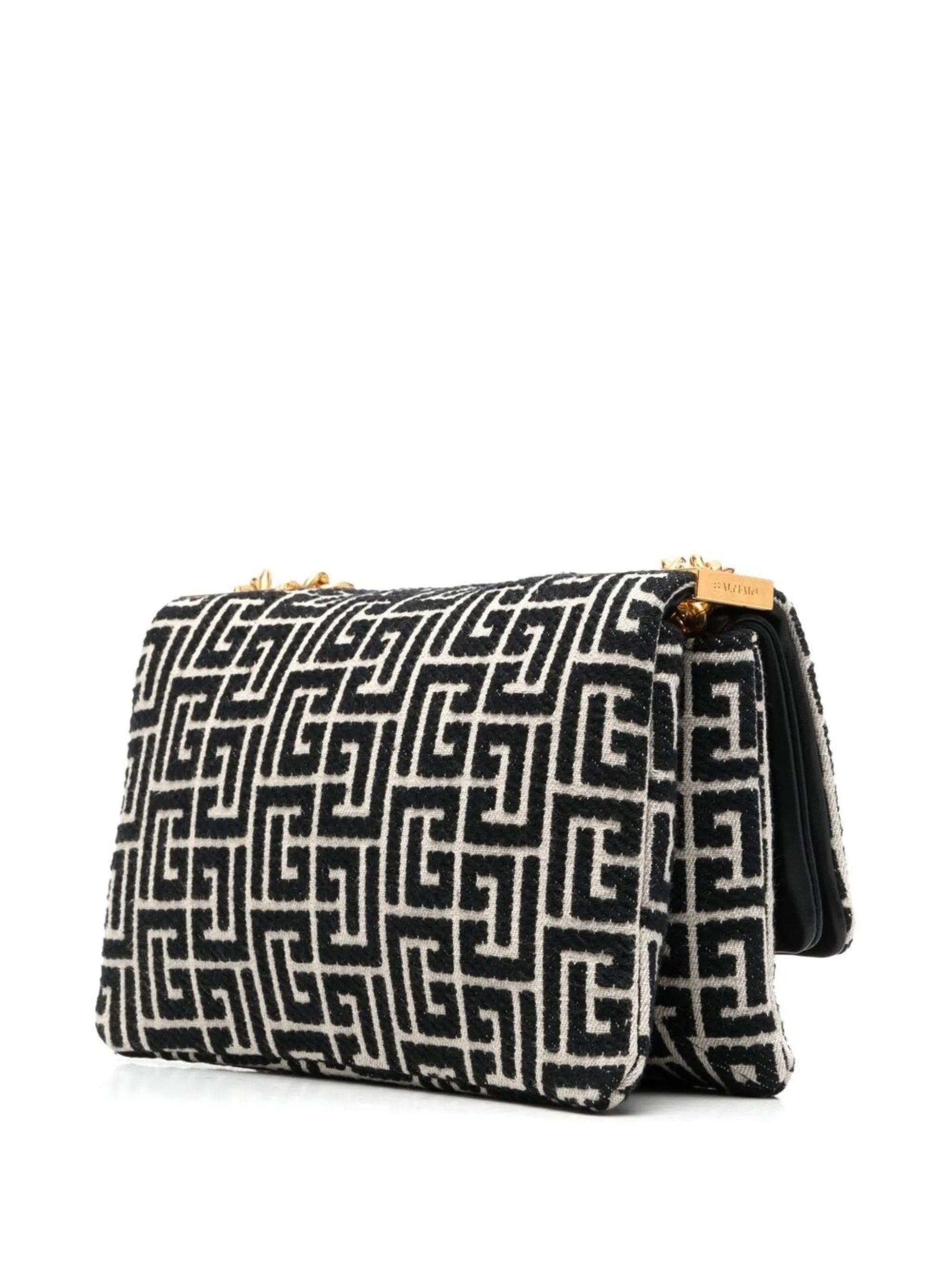Balmain o1mt1gz0326 Size: OS / 1945 Soft Crossbody Bag Black/White Size ONE SIZE - 4 Thumbnail