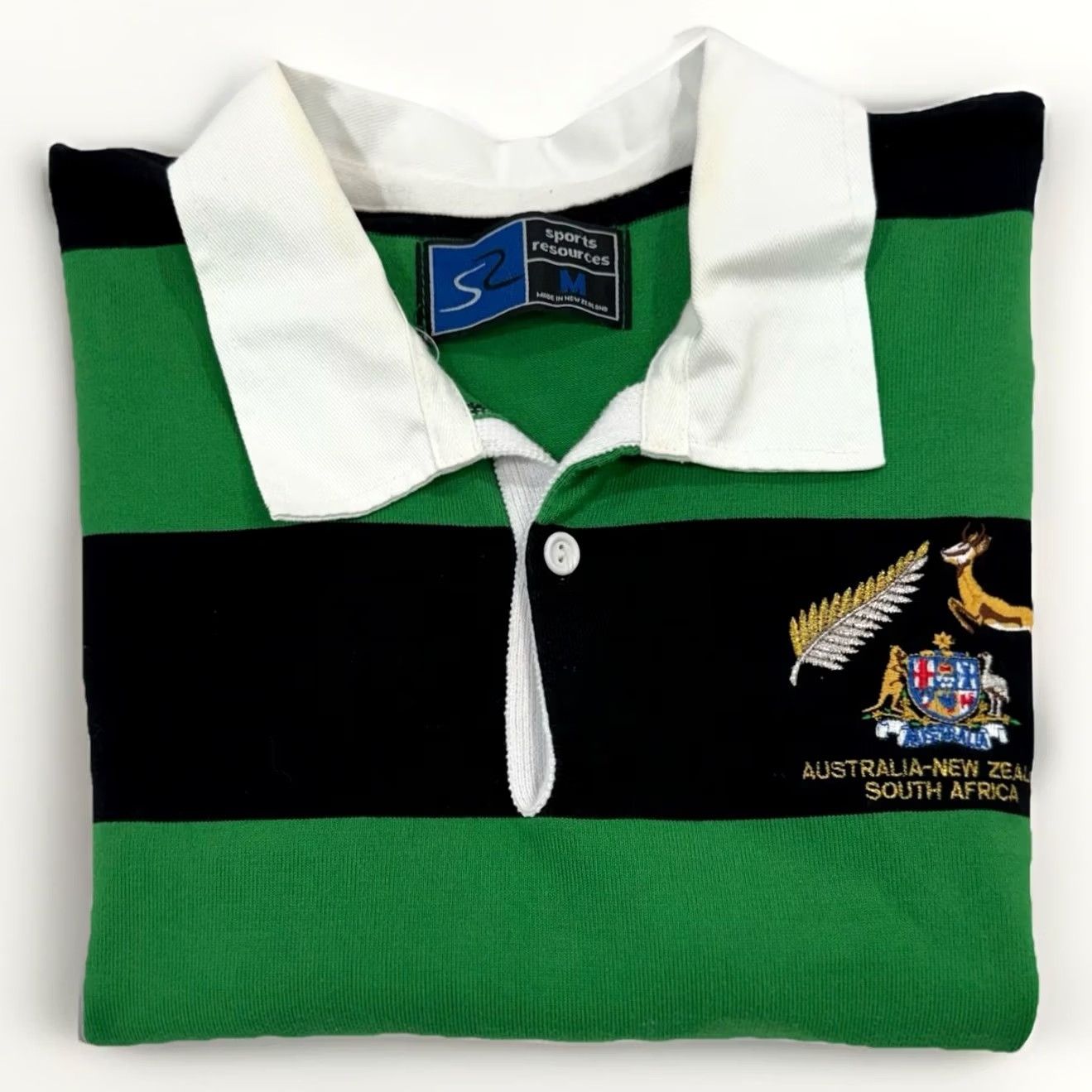 Vintage VINTAGE Sports Resources Polo Shirt Men’s Medium Striped Green Rugby Jersey 80s Size US M / EU 48-50 / 2 - 2 Thumbnail