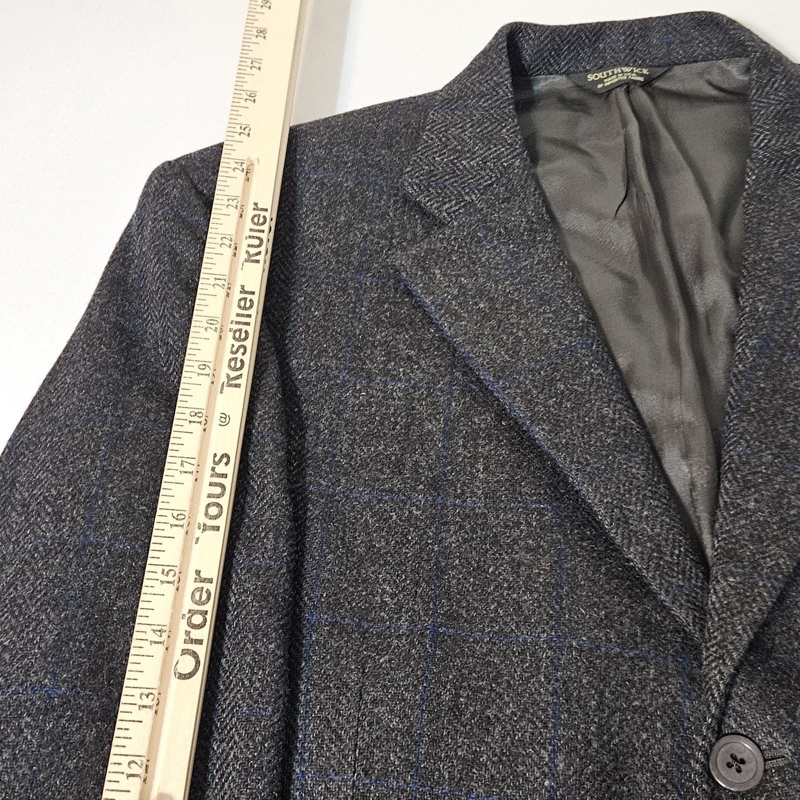 Southwick VTG Southwick 46 Wool Pinstripe Tweed Suit Blazer Sport USA Size 46R - 11 Thumbnail