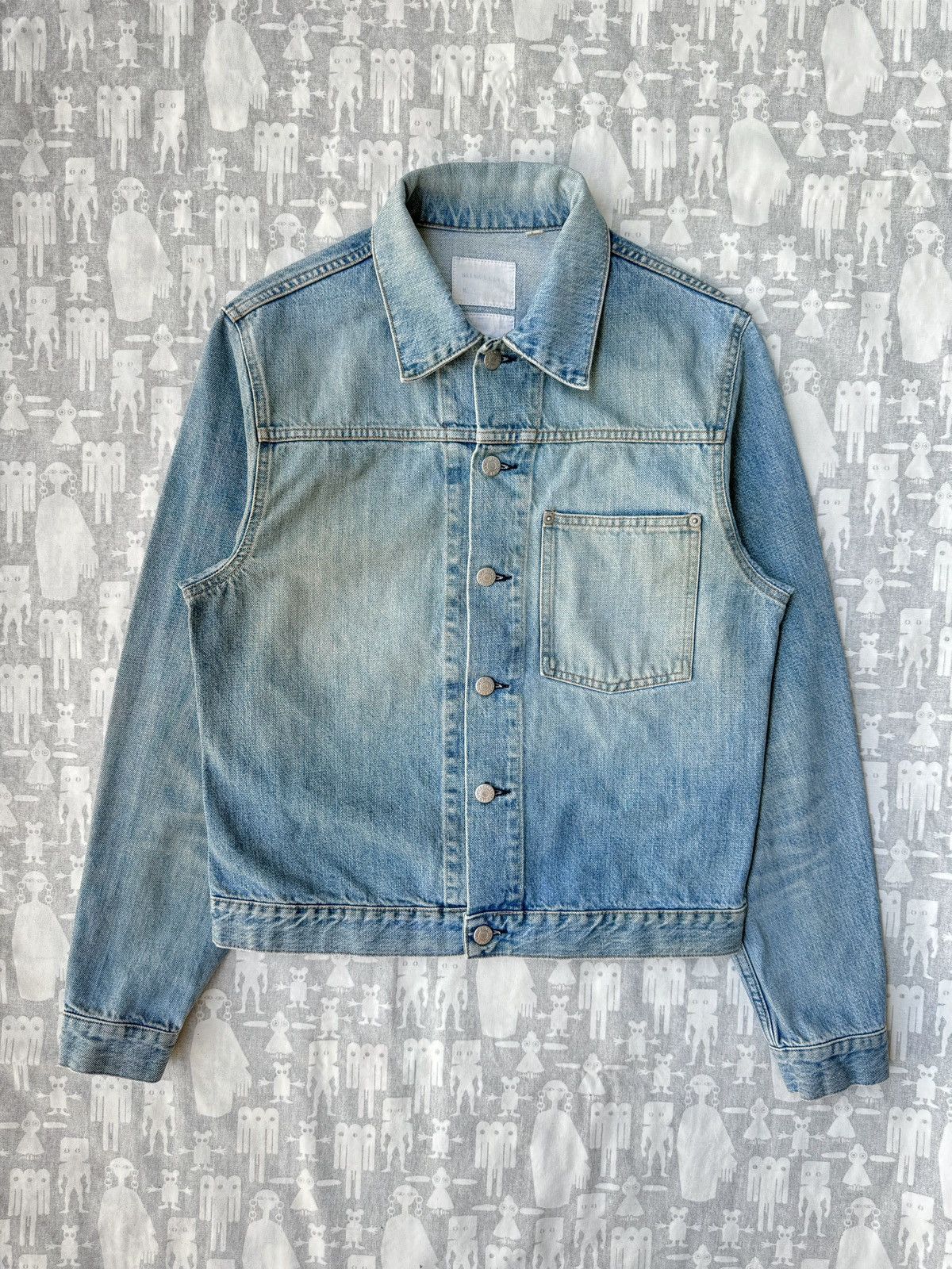 Helmut Lang 2000 Type I One Pocket Sanded Blue Denim Jacket