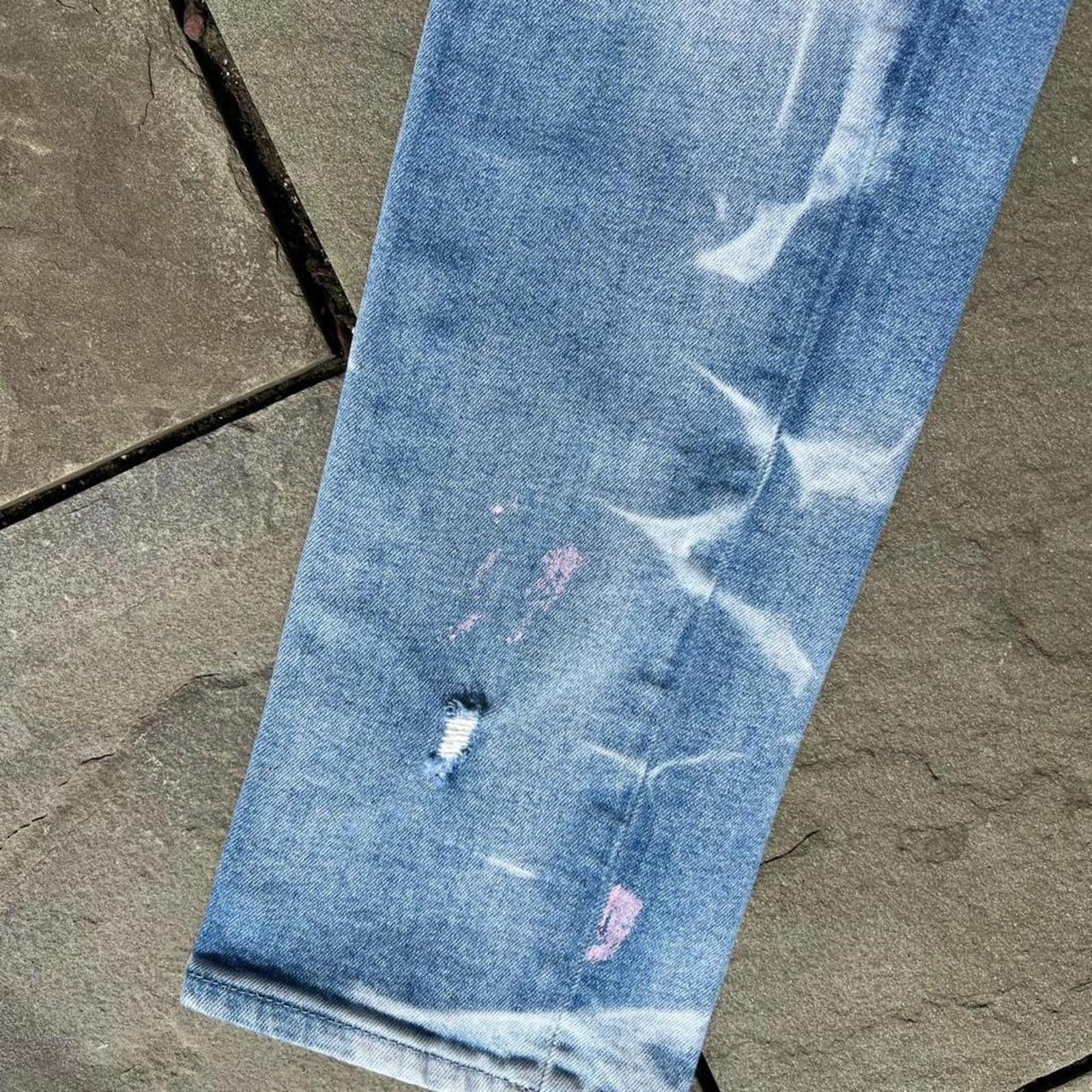 Prps Distressed Pink Paint Splatter Ripped Light Wash Slim Jeans Size US 30 / EU 46 - 3 Thumbnail