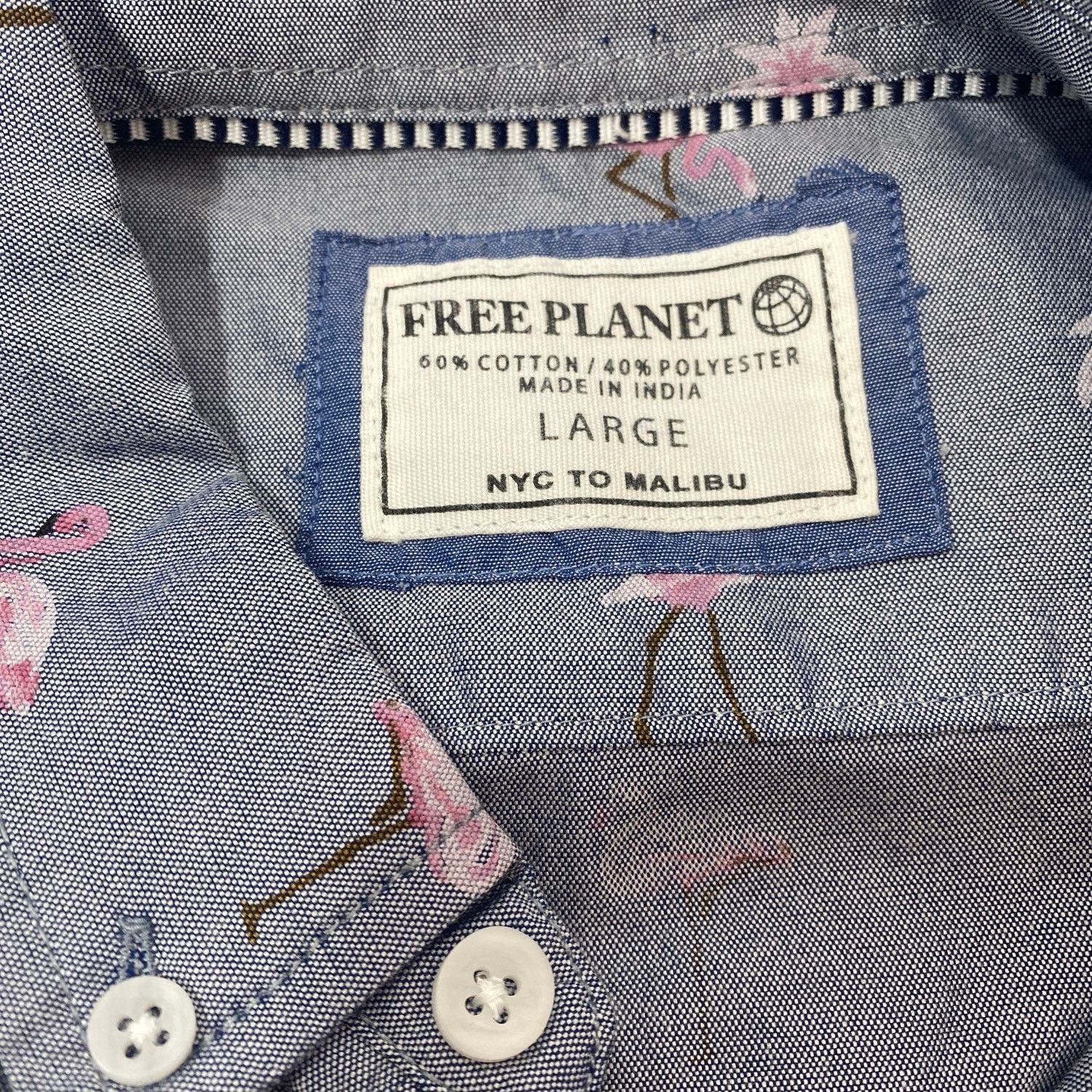 Free Planet Free Planet Blue Button-up Short Sleeve Shirt men sz L Size US L / EU 52-54 / 3 - 4 Thumbnail
