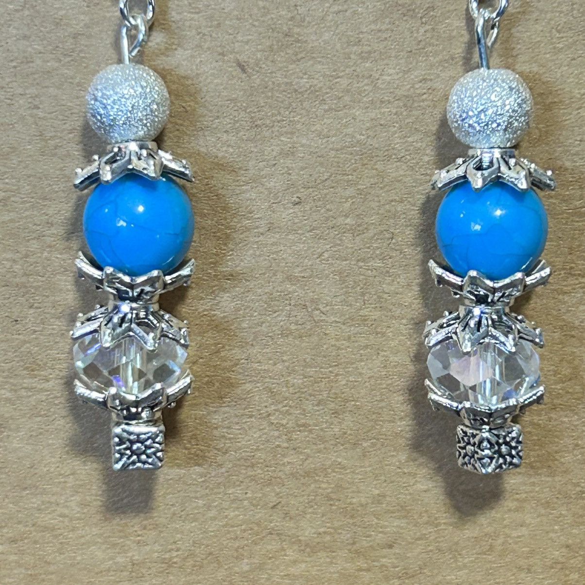 Handmade Handcrafted vintage bead faux turquoise earrings Size ONE SIZE - 3 Thumbnail