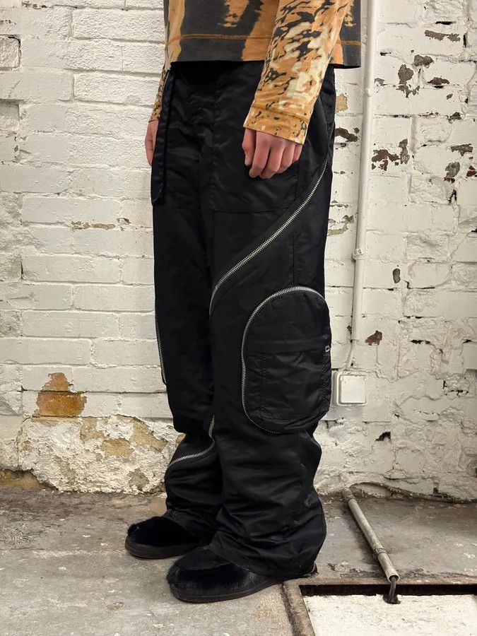 Vintage Archive Black Nylon Tornado Zip Pants Size US 32 / EU 48 - 2 Thumbnail