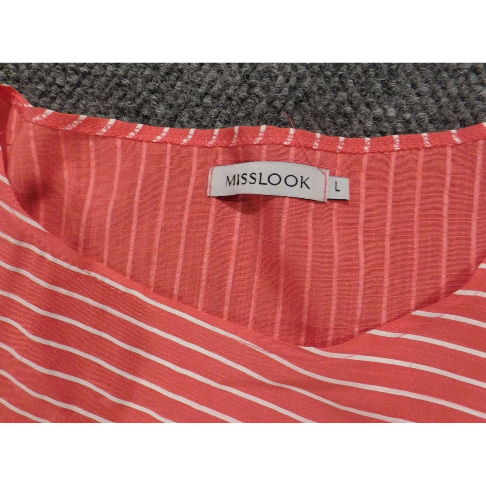 Vintage Misslook Womens Blouse Regular Red Striped Knit Cotton Crew Neck Long Sleeve Pullover Buttons Casual Classic 90s Style M Size M / US 6-8 / IT 42-44 - 5 Thumbnail